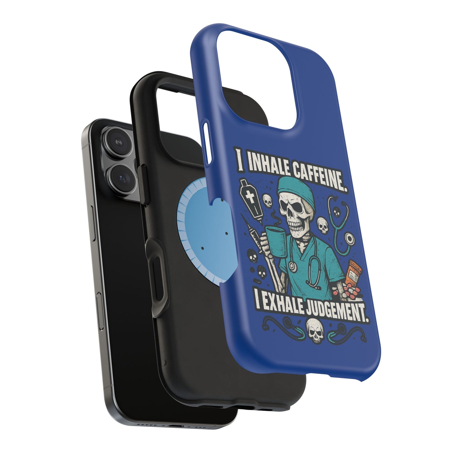 Funny Nurse Phone Case, Medical Humor, Gift for Healthcare Workers, Caffeine Lover Accessory, Skeleton Design