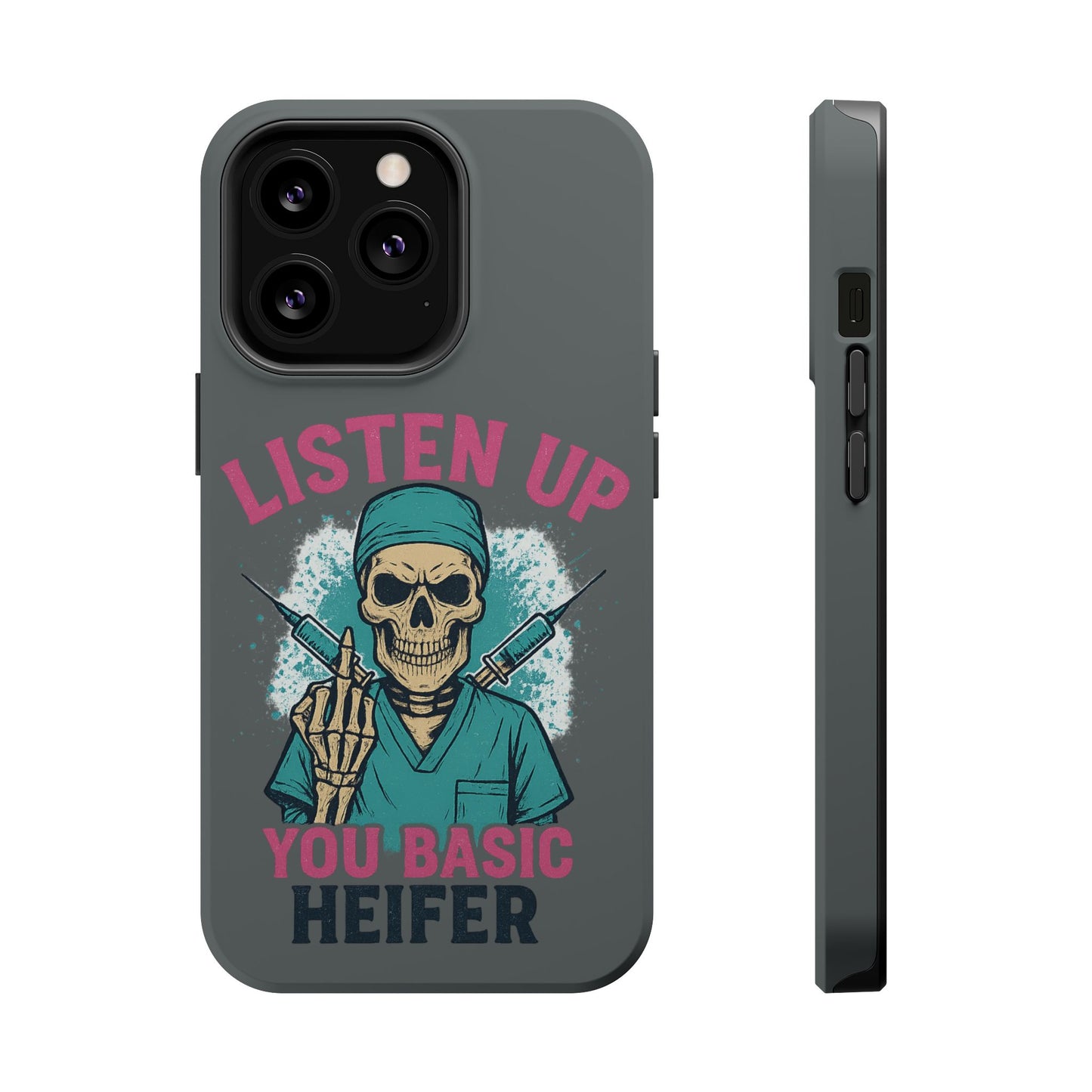 Edgy Nurse Phone Case, Gift for Healthcare Workers, Skull Design Case, Halloween Accessories, Trendy Tough Cases