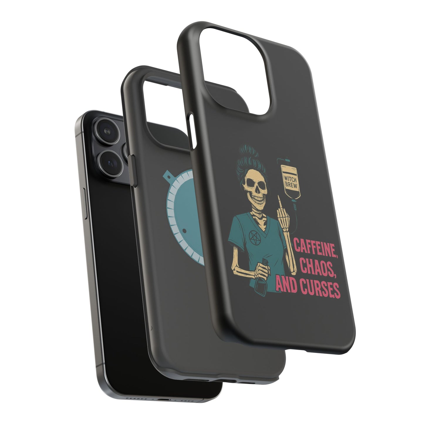 Caffeine Chaos Magnetic Phone Case, Halloween Gift, Witchy Accessories, Phone Cover, Spooky Style
