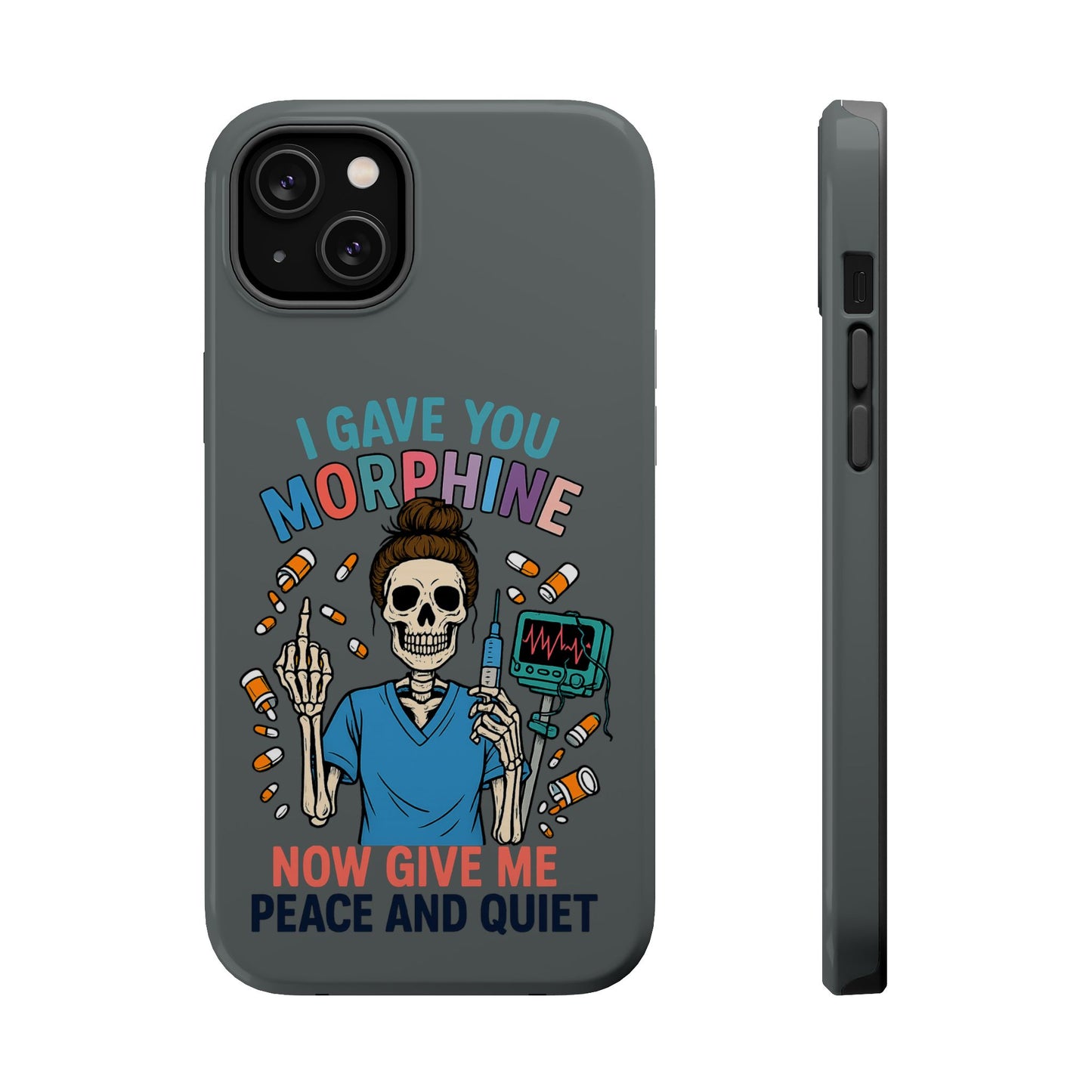 Gothic Phone Case, Unique Skeleton Design, Funny Gift for Nurses, Halloween Accessory, Hospital Humor