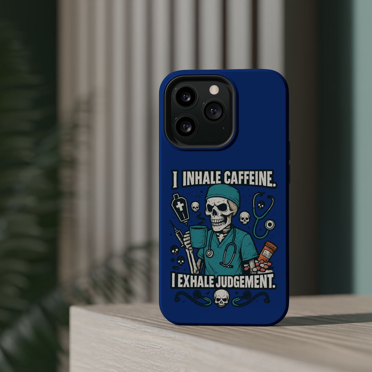 Funny Nurse Phone Case, Medical Humor, Gift for Healthcare Workers, Caffeine Lover Accessory, Skeleton Design