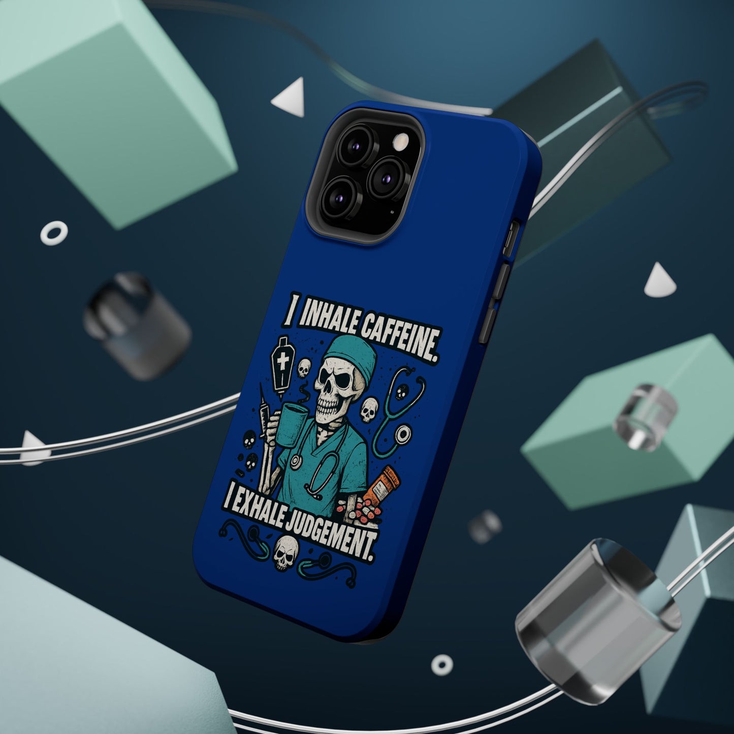 Funny Nurse Phone Case, Medical Humor, Gift for Healthcare Workers, Caffeine Lover Accessory, Skeleton Design