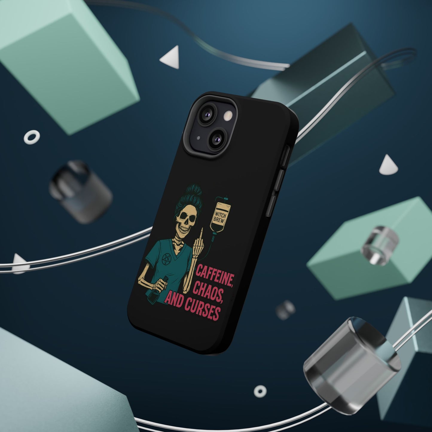 Caffeine Chaos Magnetic Phone Case, Halloween Gift, Witchy Accessories, Phone Cover, Spooky Style