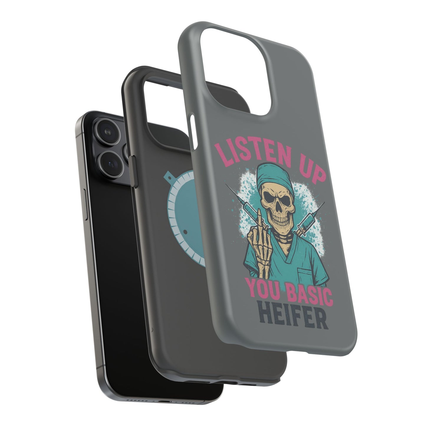 Edgy Nurse Phone Case, Gift for Healthcare Workers, Skull Design Case, Halloween Accessories, Trendy Tough Cases