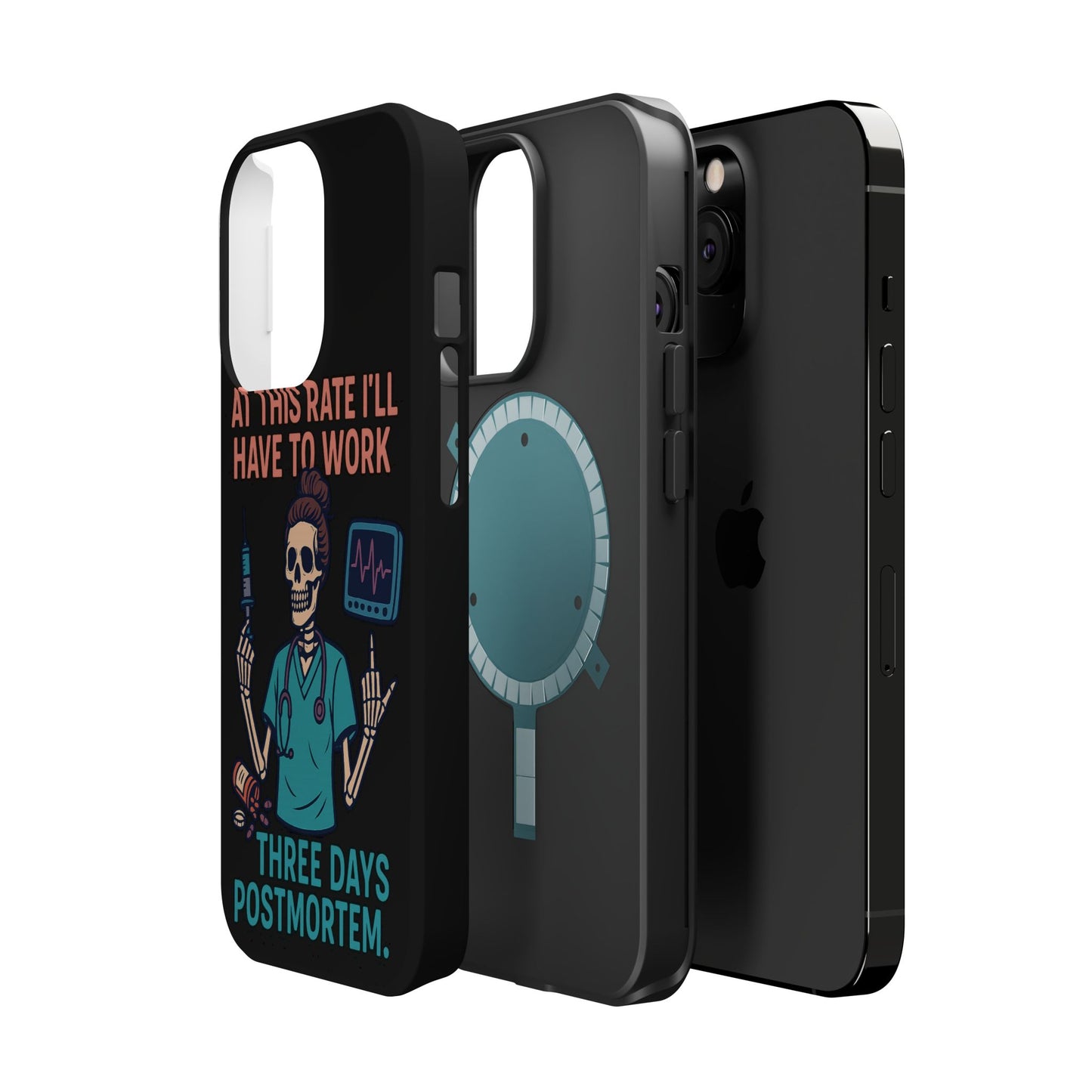 Magnetic Tough Phone Case, 3 Days Postmortem Skull Design, Cute Nurse Gift, Halloween Decor, Unique Phone Accessory