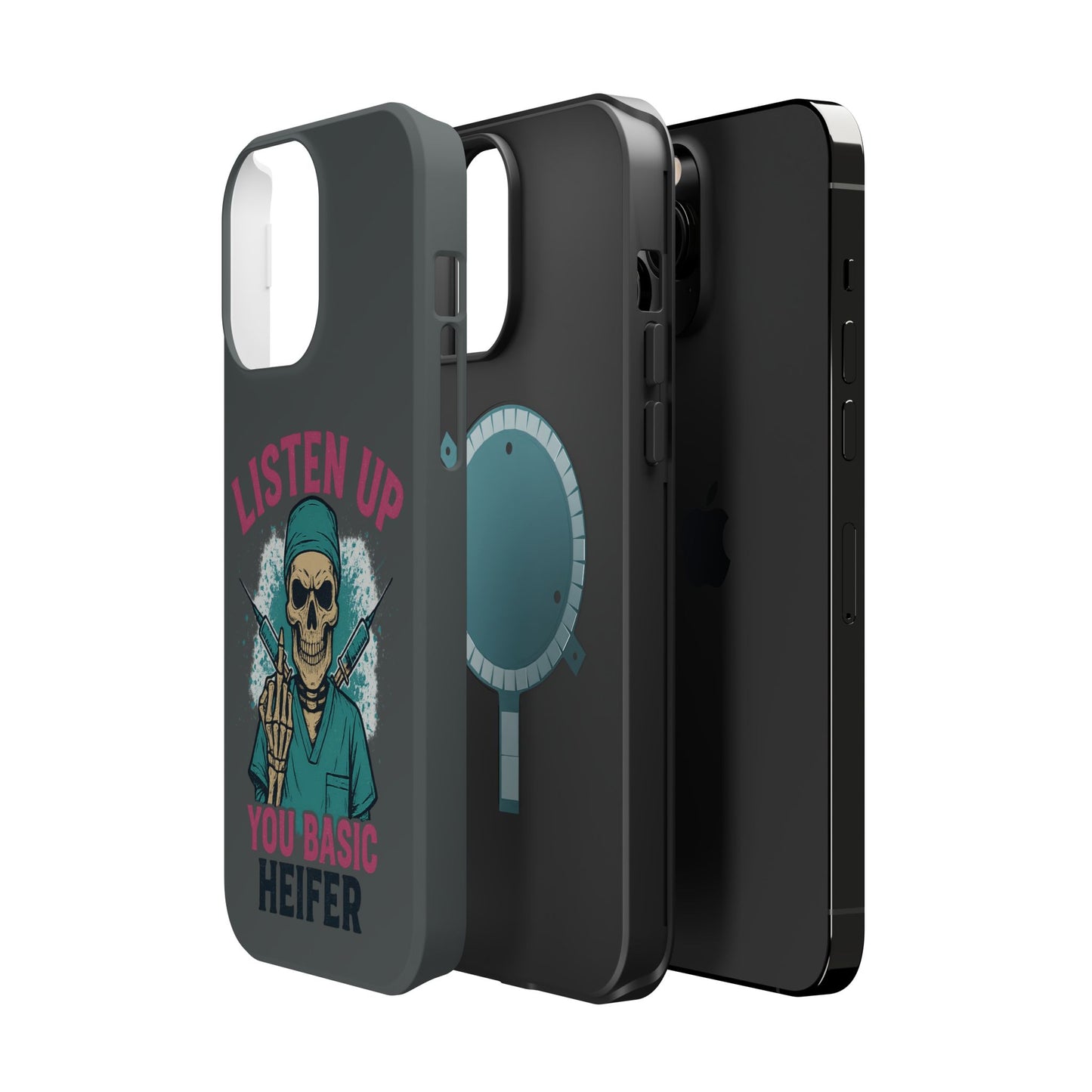 Edgy Nurse Phone Case, Gift for Healthcare Workers, Skull Design Case, Halloween Accessories, Trendy Tough Cases