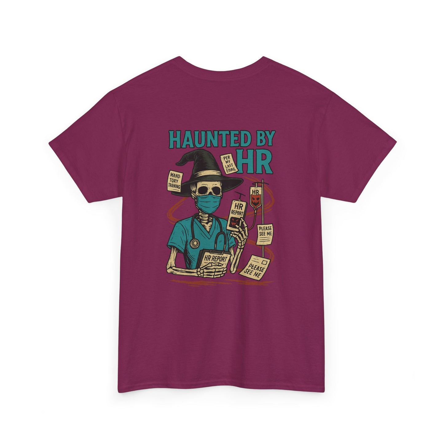 Haunted by HR Graphic Tee, Unisex Heavy Cotton Shirt, Halloween T-Shirt, Fun Office Humor, Spooky Gifts, Casual Wear