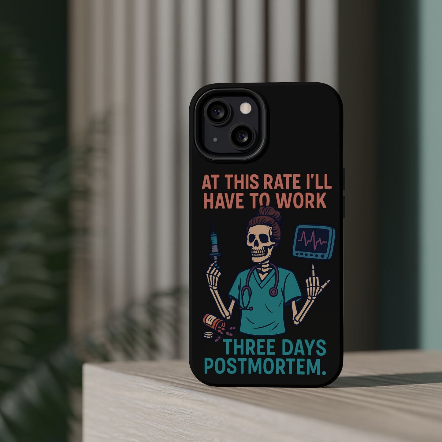 Magnetic Tough Phone Case, 3 Days Postmortem Skull Design, Cute Nurse Gift, Halloween Decor, Unique Phone Accessory