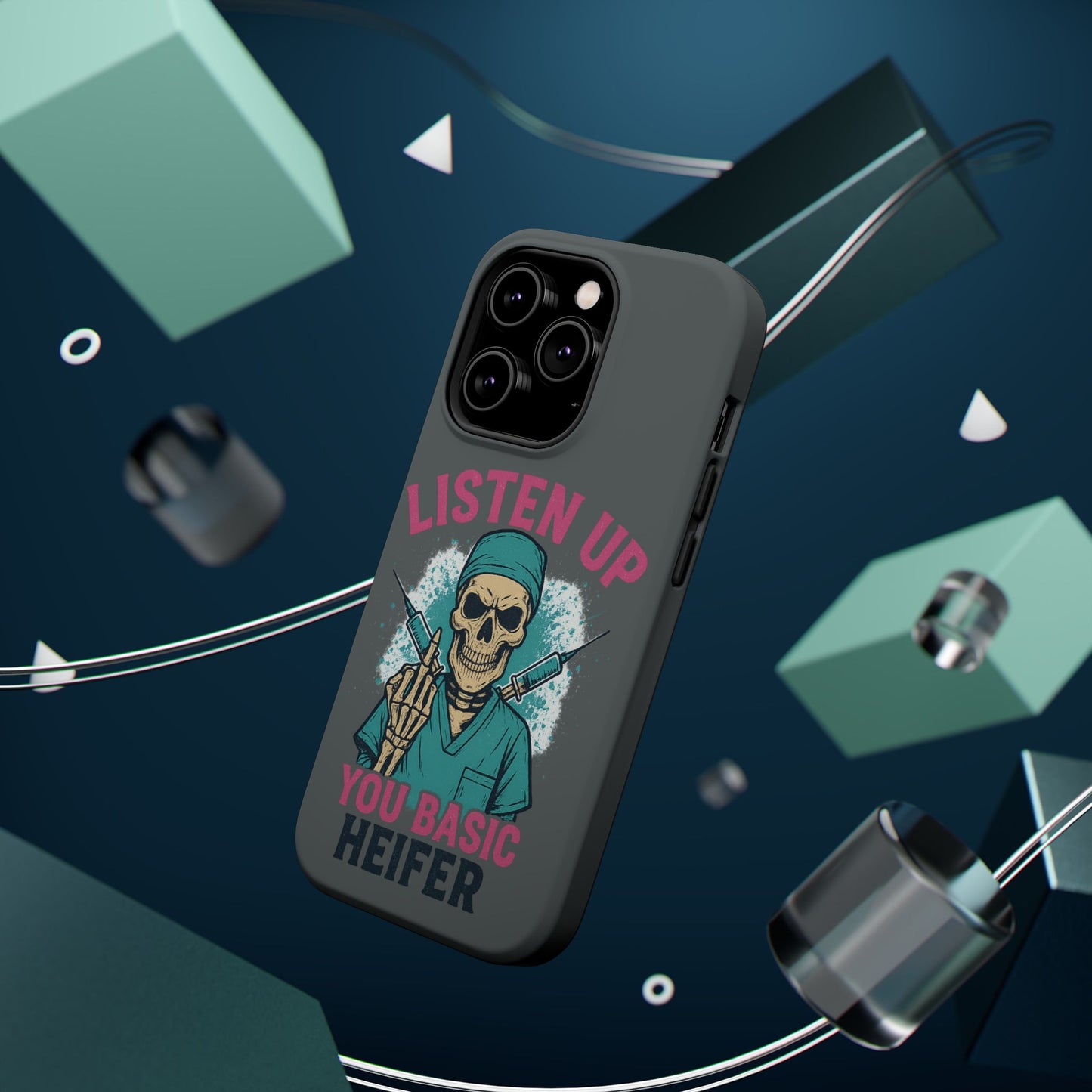 Edgy Nurse Phone Case, Gift for Healthcare Workers, Skull Design Case, Halloween Accessories, Trendy Tough Cases