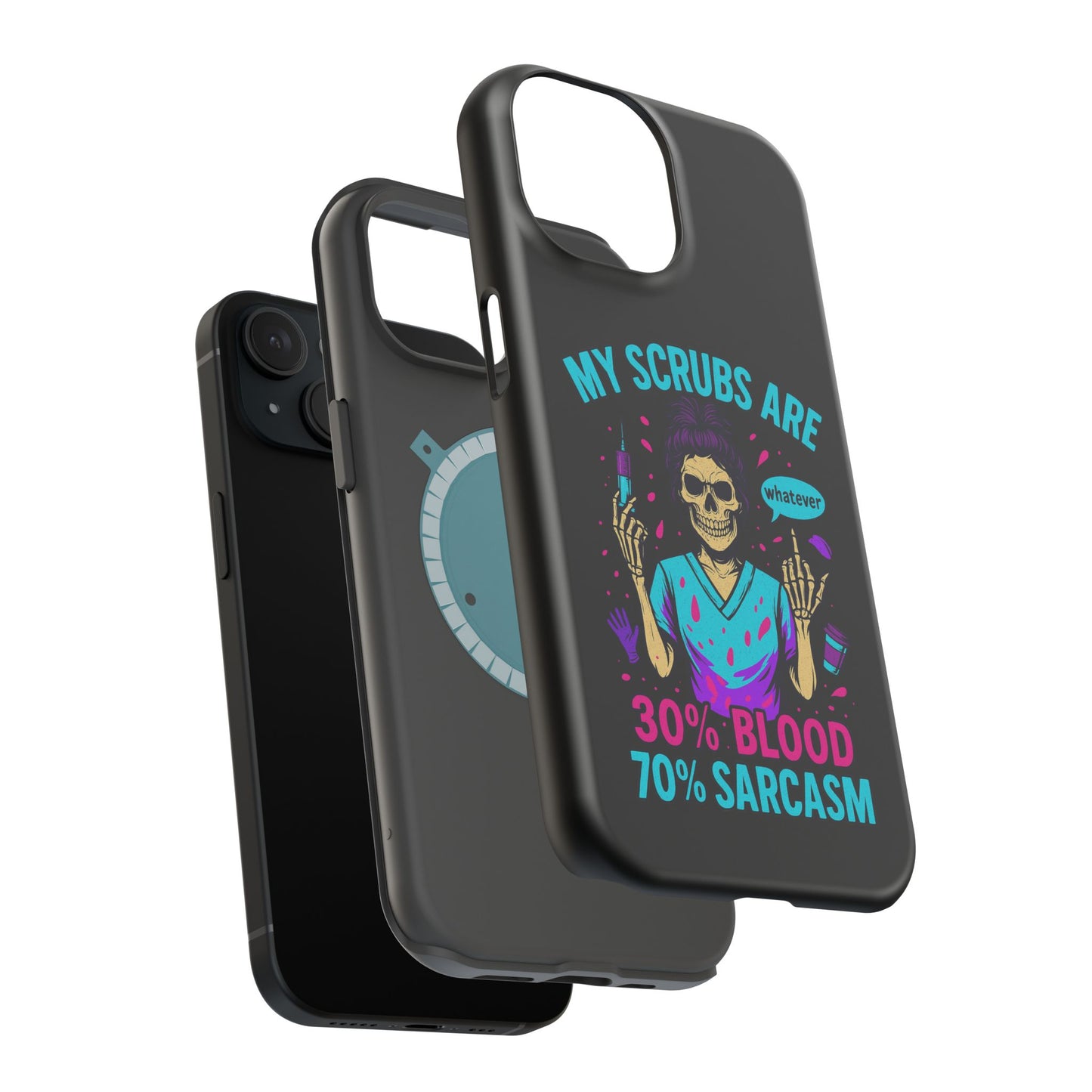 Sassy Nurse Phone Case, 30% Blood 70% Sarcasm Design, Healthcare Gift, Funny Medical Accessory, Tough Magnetic Cover