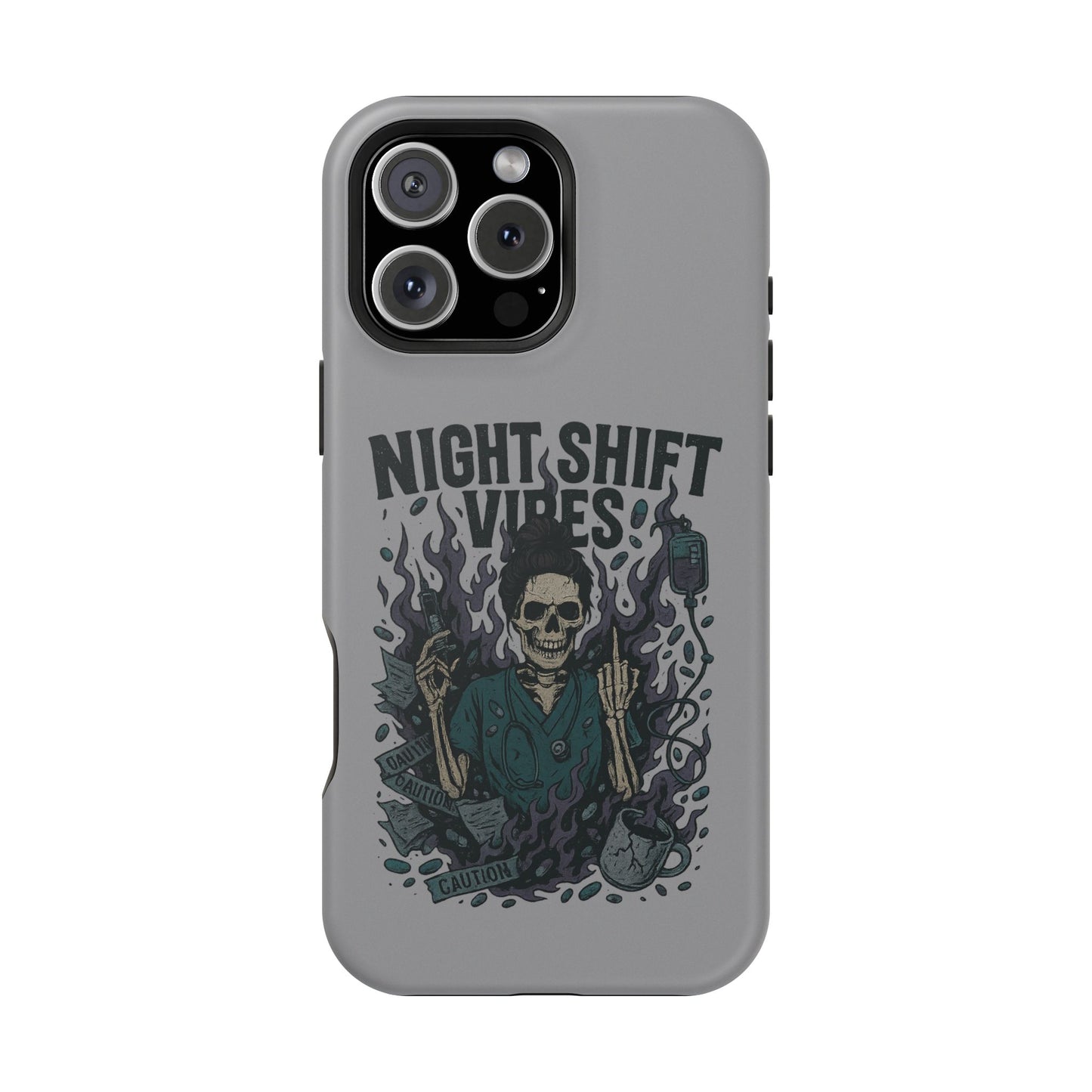“Night Shift Vibes” – Bright & Chaotic Nurse Phone Case