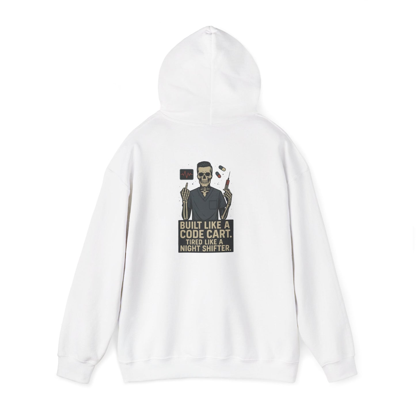 “Built Like a Code Cart. Tired Like a Night Shifter.” – Sarcastic Men’s Hoodie