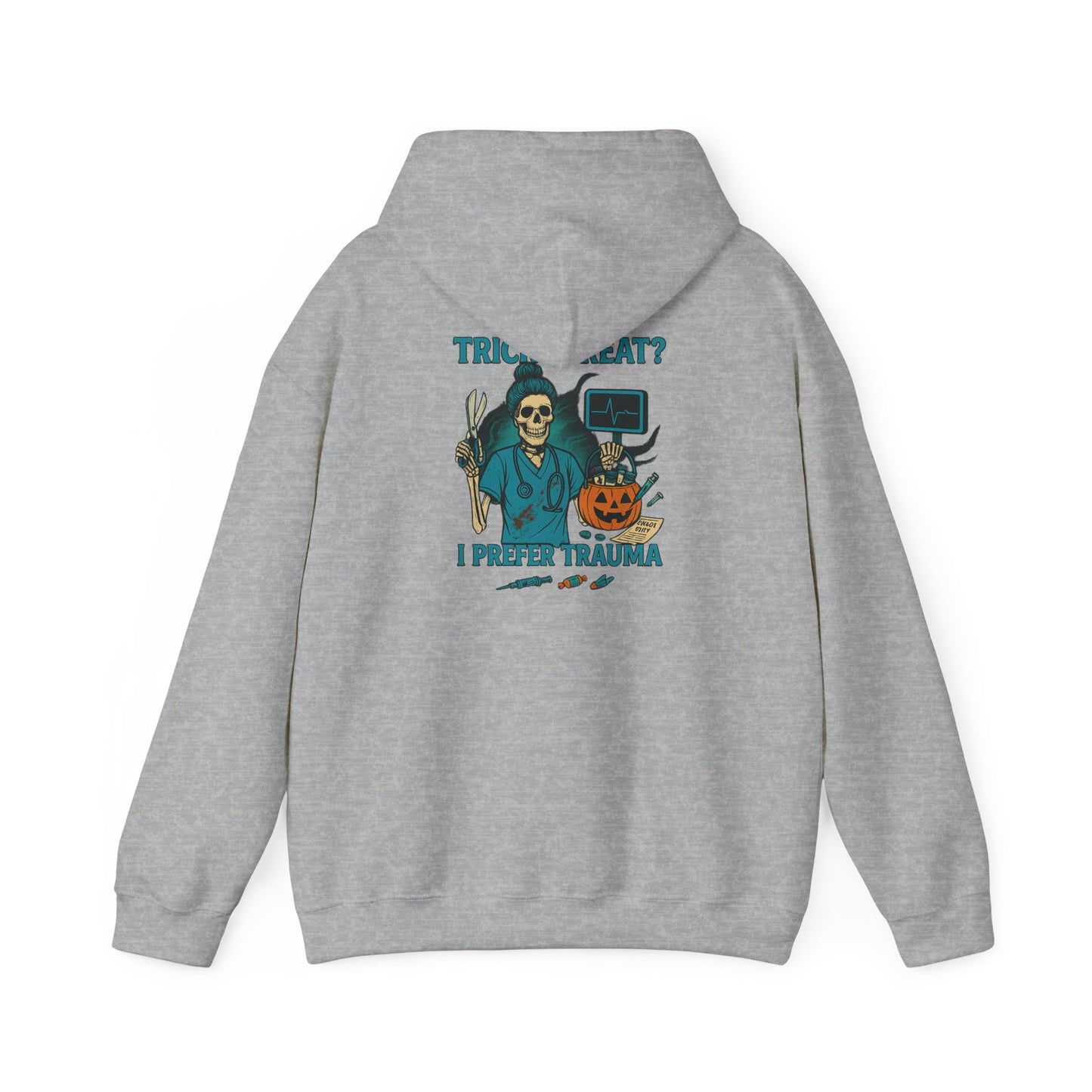 Halloween Humor Hoodie, Unisex Sweatshirt for Spooky Season, Trick or Treat Sweatshirt, Creepy Cute Sweatshirt, Gift for Horror Fans