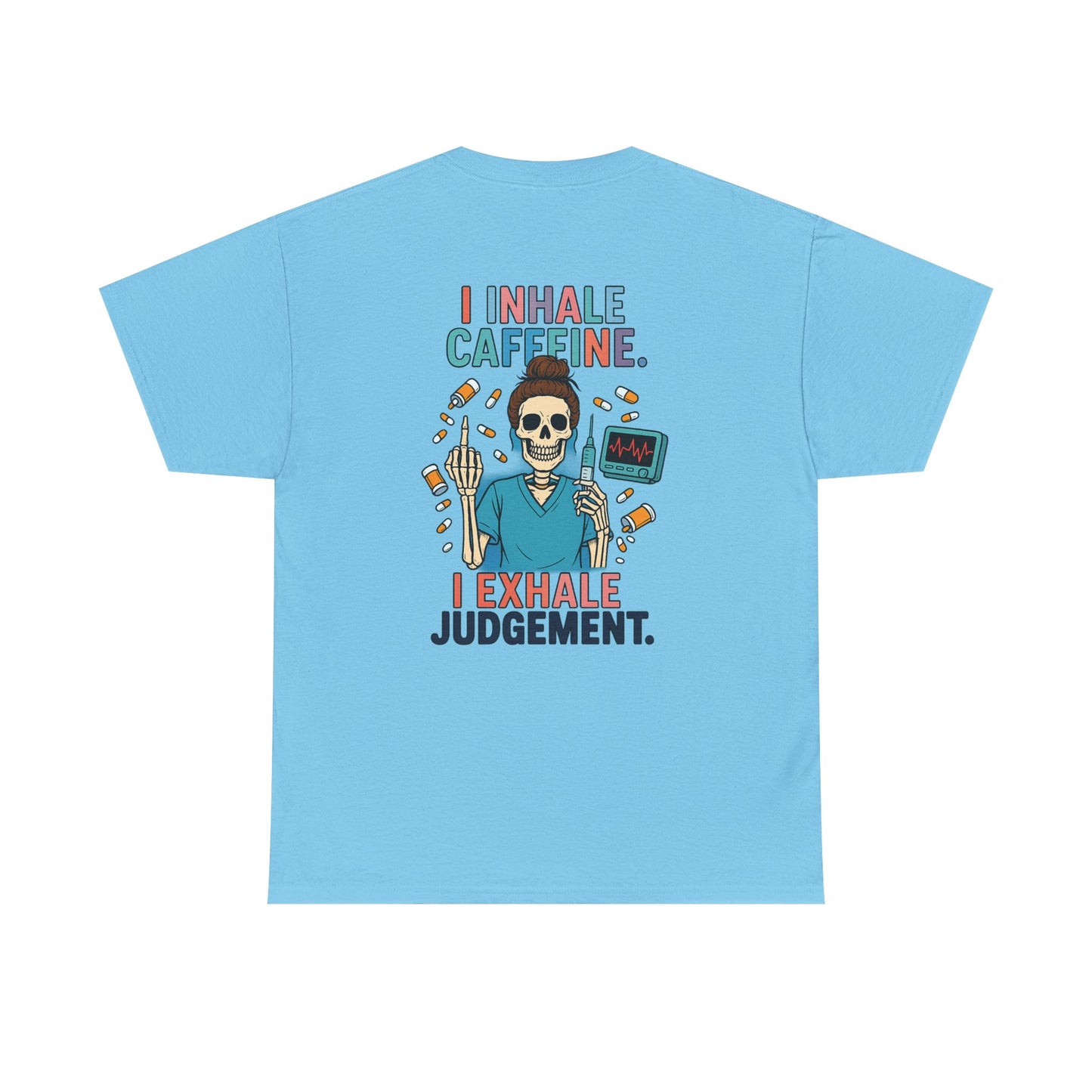 Funny Skeleton Caffeine Tee, Unisex Graphic T-Shirt, Quirky Gift for Coffee Lovers, Halloween Apparel, Casual Humor Shirt