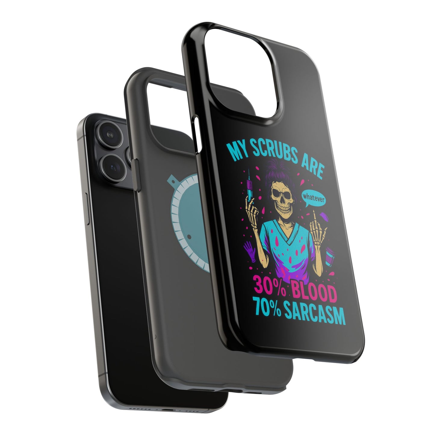 Sassy Nurse Phone Case, 30% Blood 70% Sarcasm Design, Healthcare Gift, Funny Medical Accessory, Tough Magnetic Cover