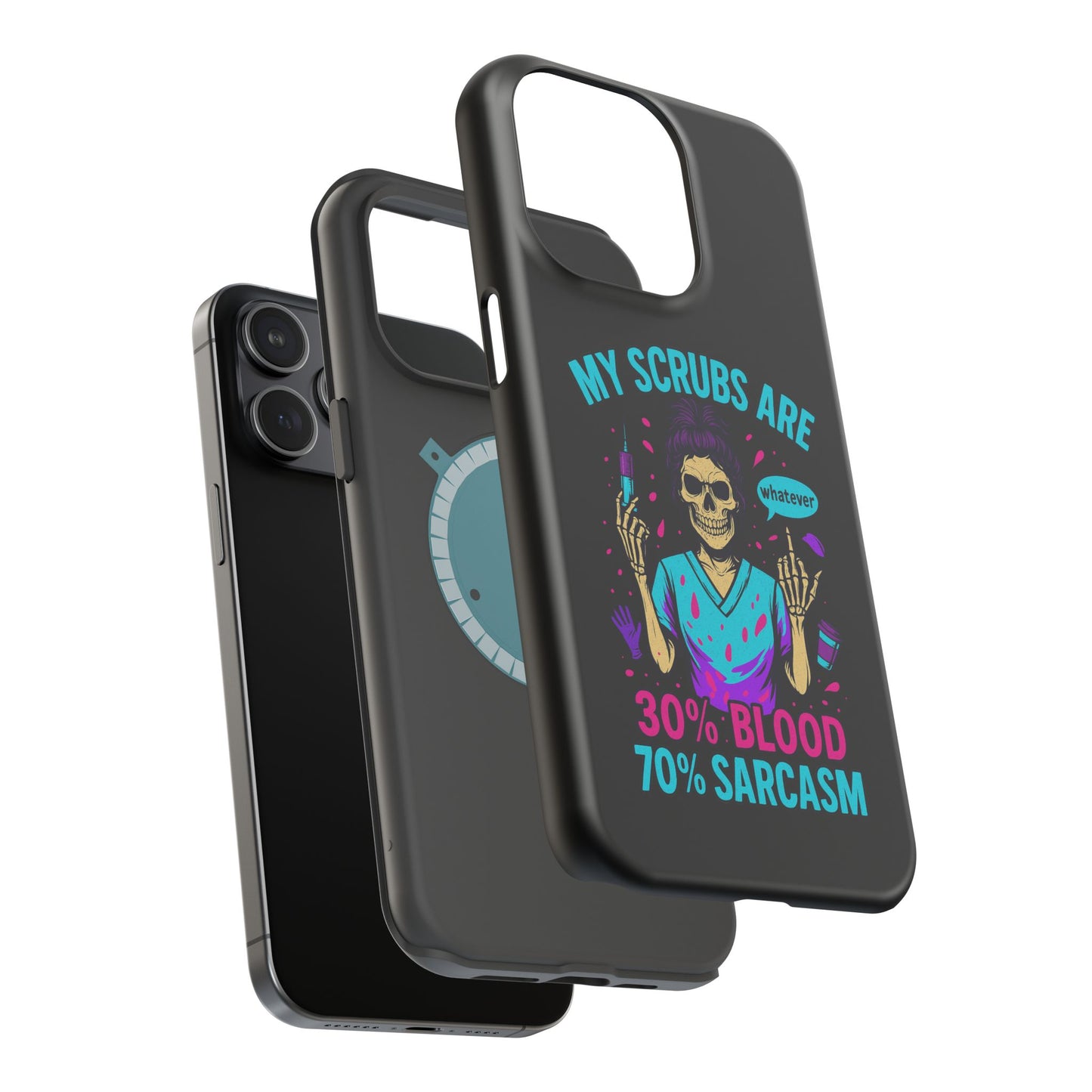 Sassy Nurse Phone Case, 30% Blood 70% Sarcasm Design, Healthcare Gift, Funny Medical Accessory, Tough Magnetic Cover