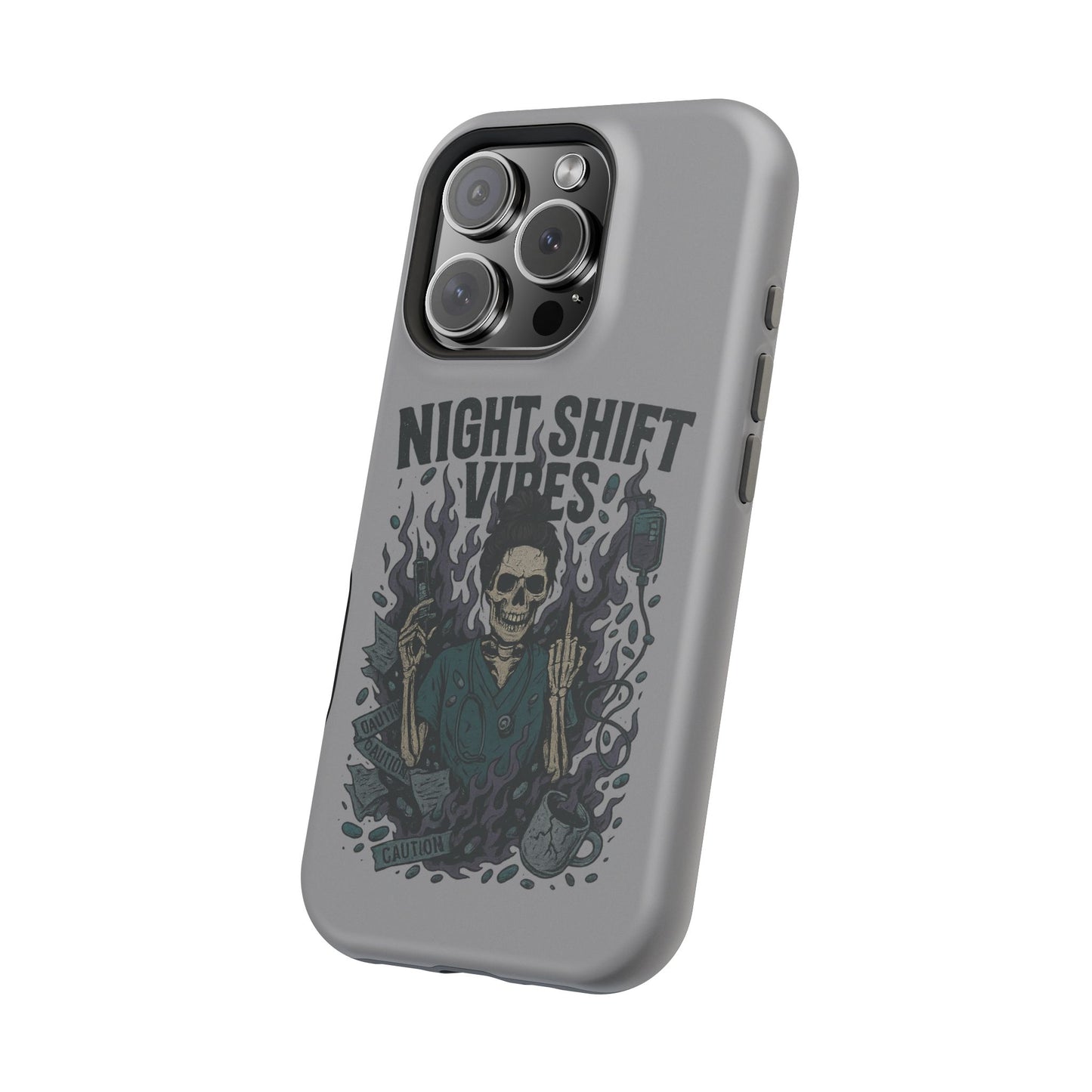 “Night Shift Vibes” – Bright & Chaotic Nurse Phone Case