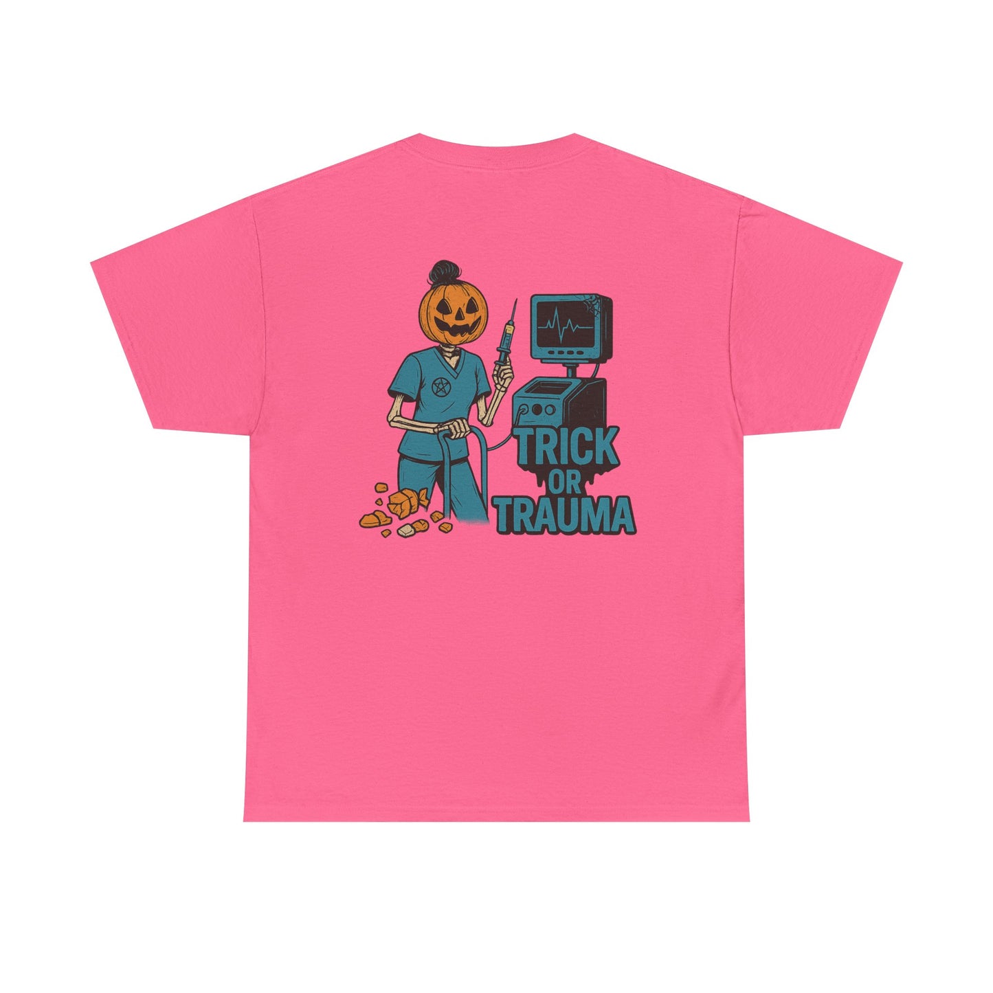 Halloween Pumpkin Tee - Trick or Trauma Shirt, Unisex T-Shirt for Fall Celebrations, Casual Wear, Halloween Costume, Gift Idea