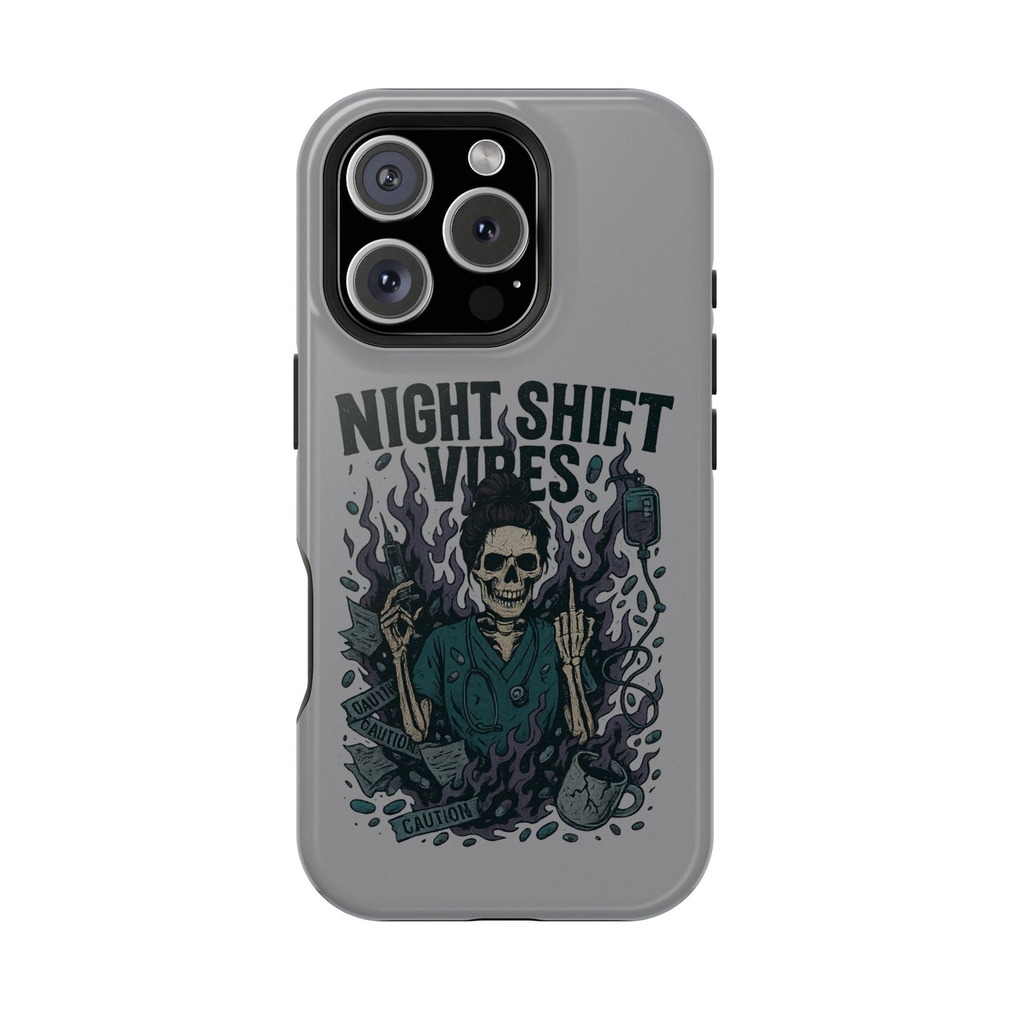 “Night Shift Vibes” – Bright & Chaotic Nurse Phone Case