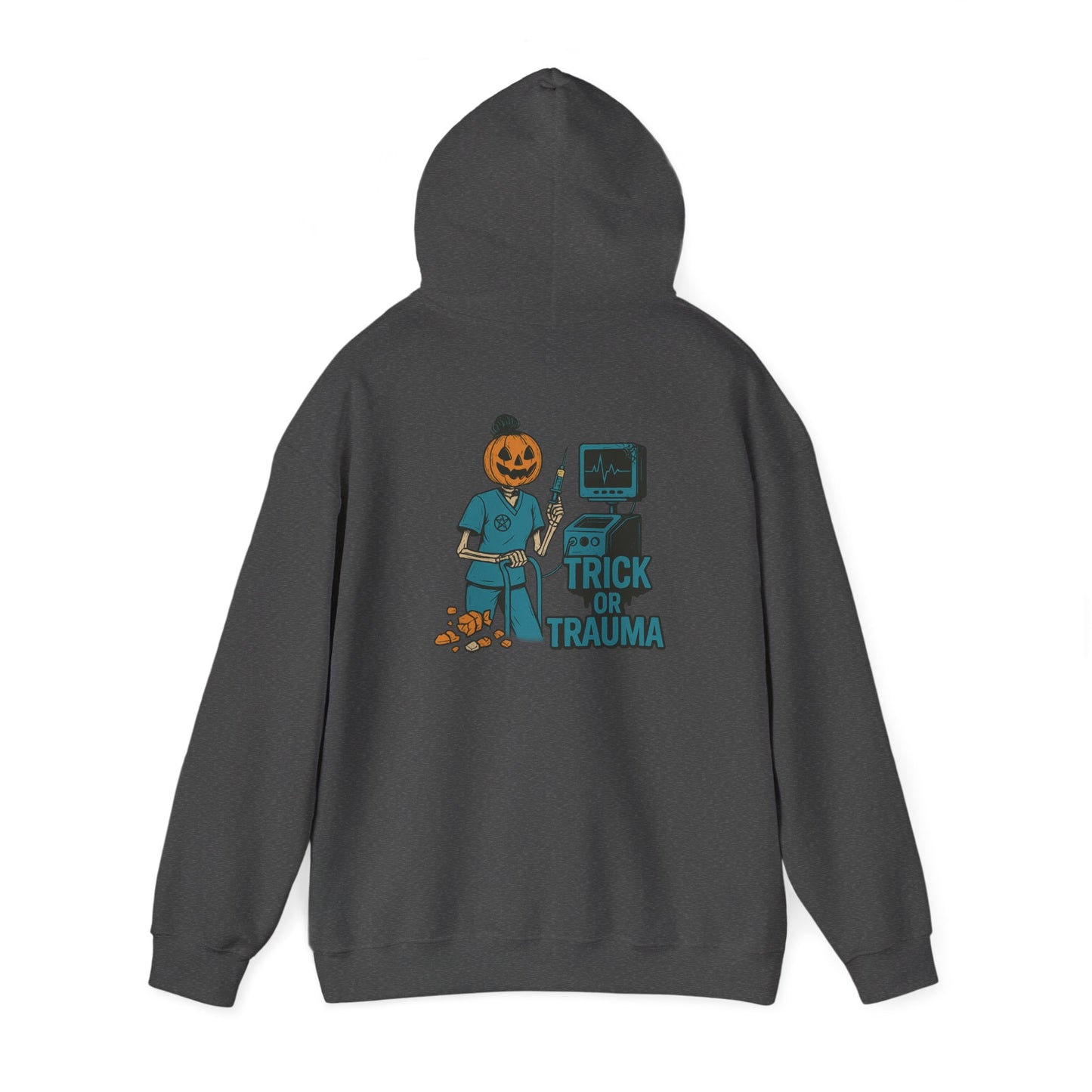 Halloween Trick or Trauma Unisex Hoodie, Perfect for Fall, Cozy Sweatshirt for Halloween Parties, Costume, Gift Idea, Spooky Season Apparel