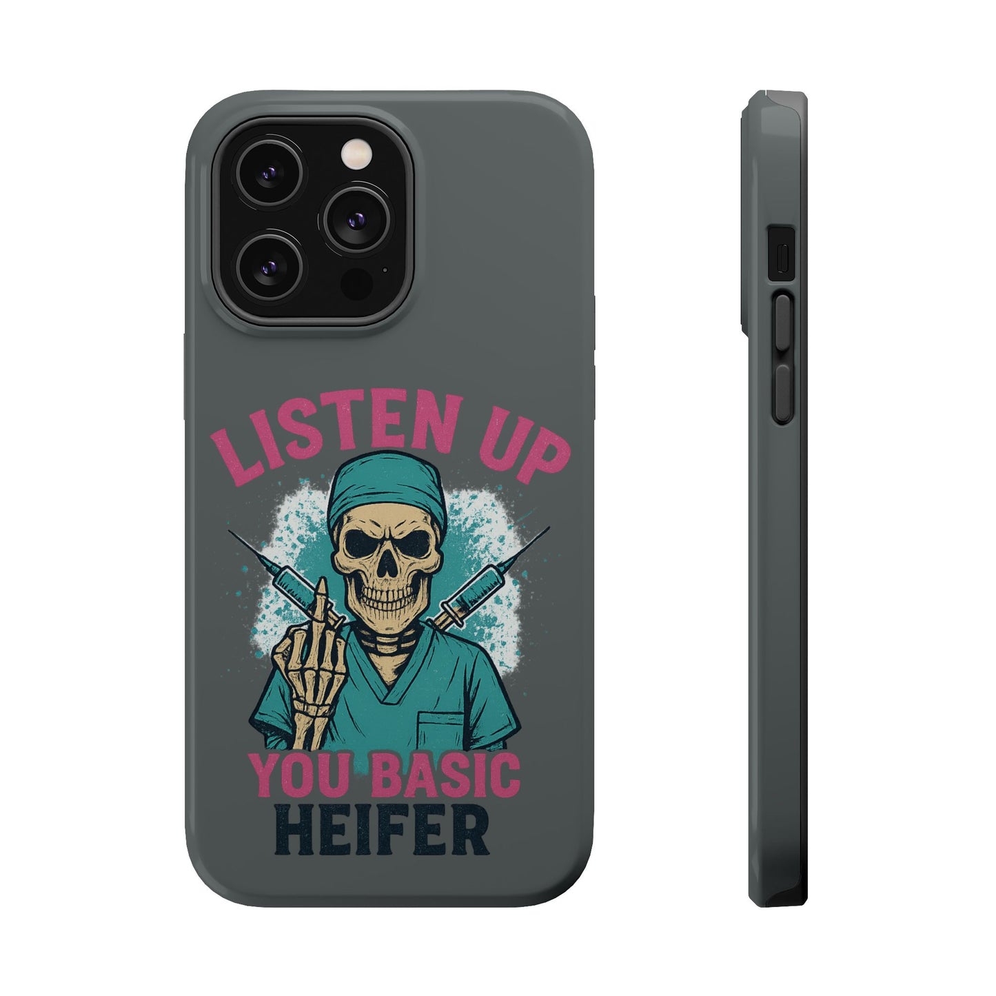 Edgy Nurse Phone Case, Gift for Healthcare Workers, Skull Design Case, Halloween Accessories, Trendy Tough Cases