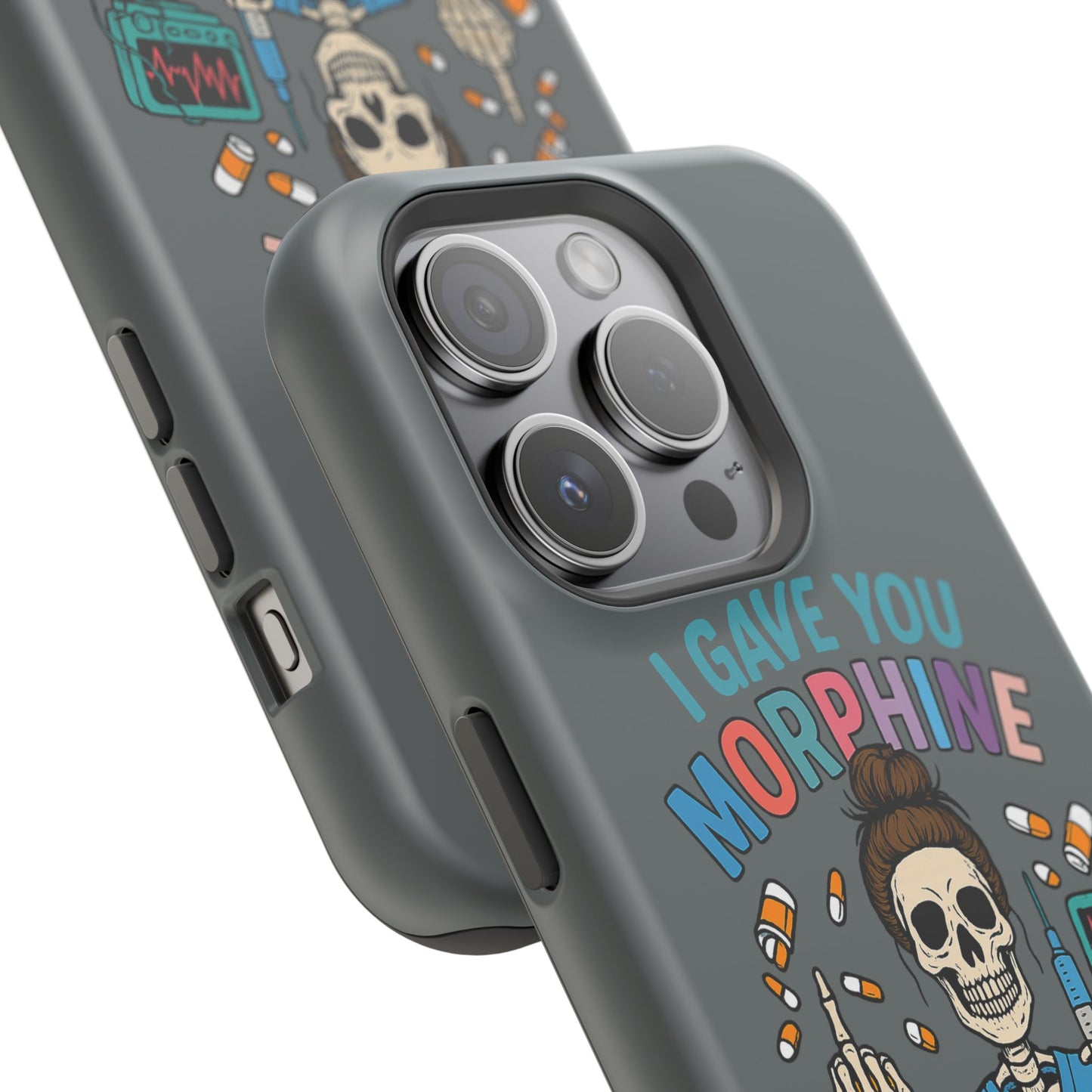 Gothic Phone Case, Unique Skeleton Design, Funny Gift for Nurses, Halloween Accessory, Hospital Humor