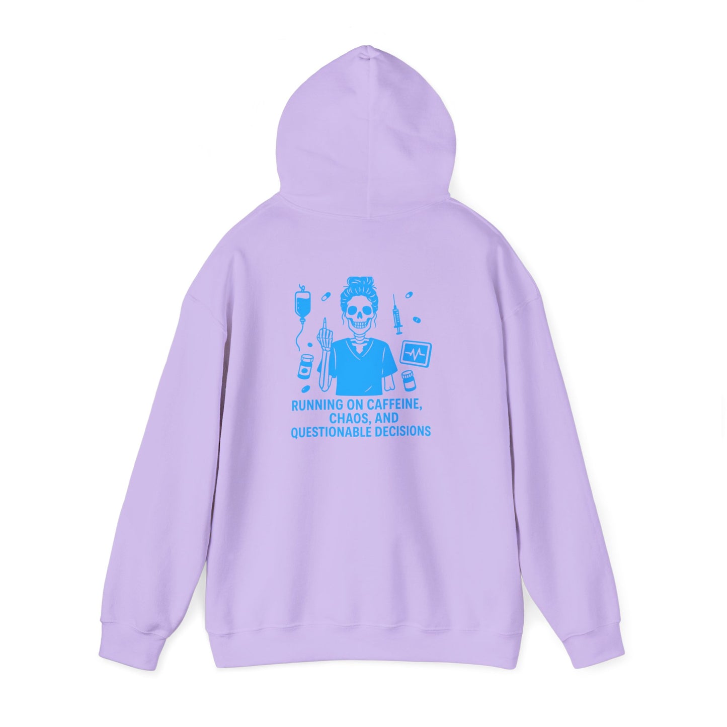 “Running on Caffeine, Chaos, and Questionable Decisions” – Sarcastic Nurse Hoodie
