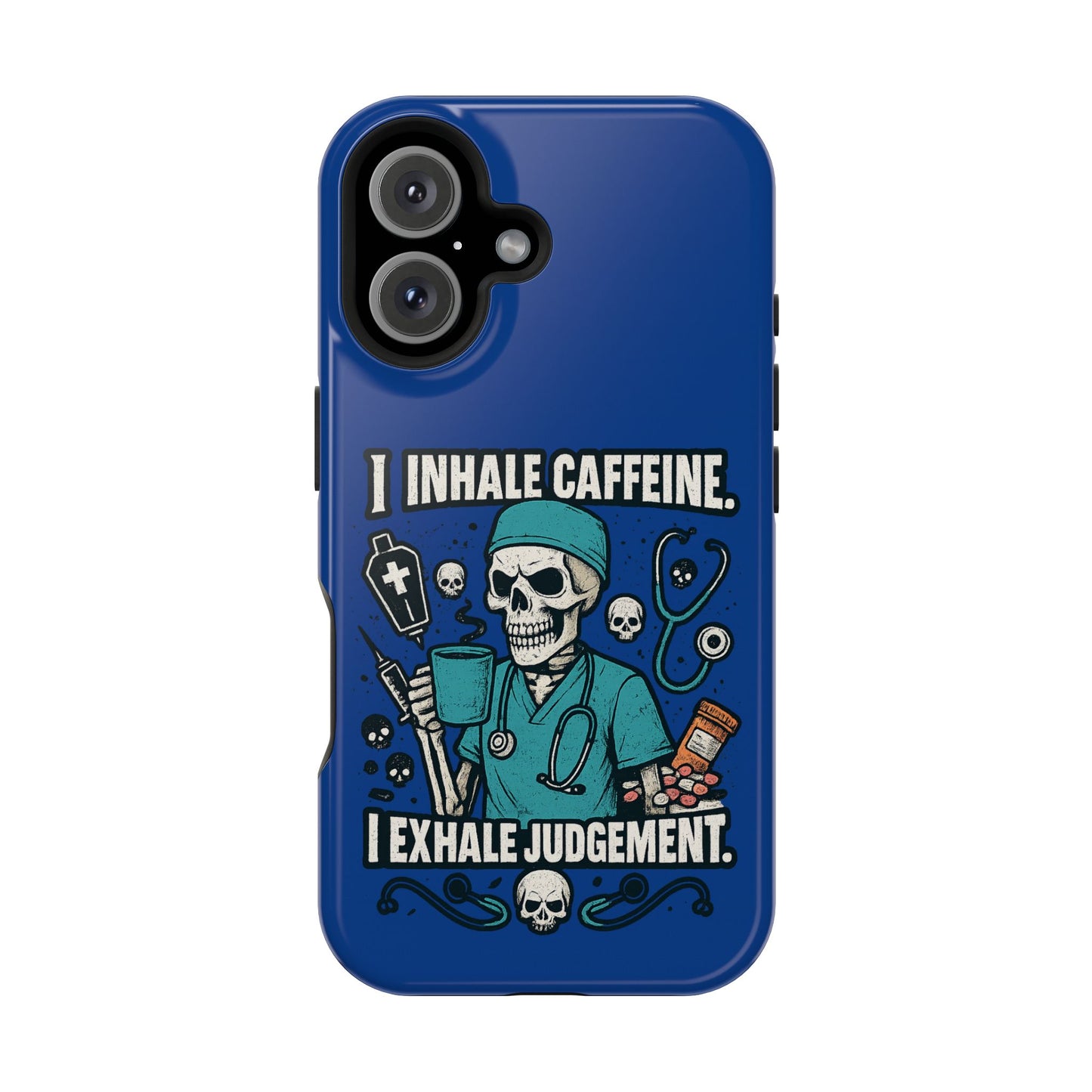 Funny Nurse Phone Case, Medical Humor, Gift for Healthcare Workers, Caffeine Lover Accessory, Skeleton Design