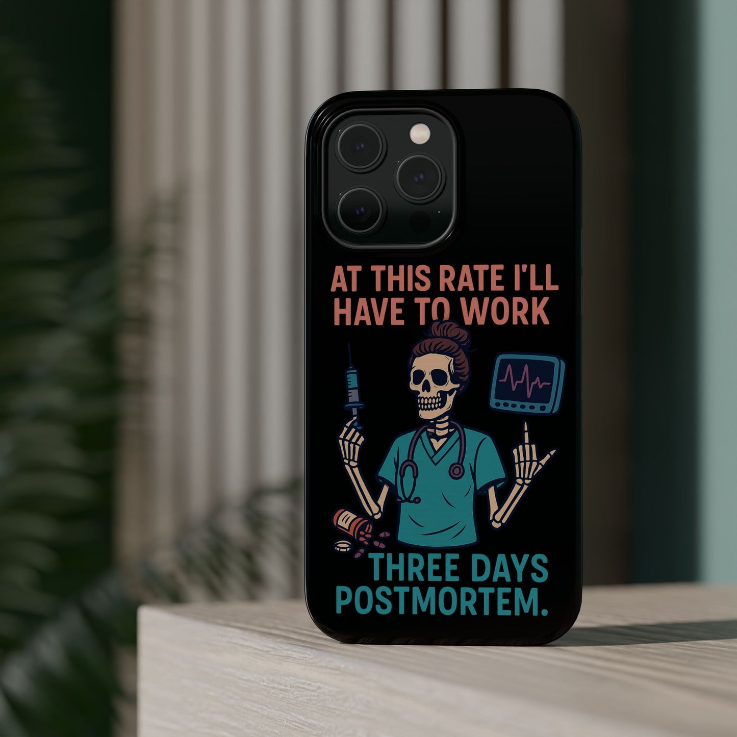 Magnetic Tough Phone Case, 3 Days Postmortem Skull Design, Cute Nurse Gift, Halloween Decor, Unique Phone Accessory