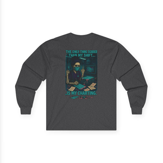 Unisex Long Sleeve Tee with Fun Quote, Casual Shirt, Gift for Friends, Unique Graphic Tee, Everyday Wear, Halloween, Fun at Work