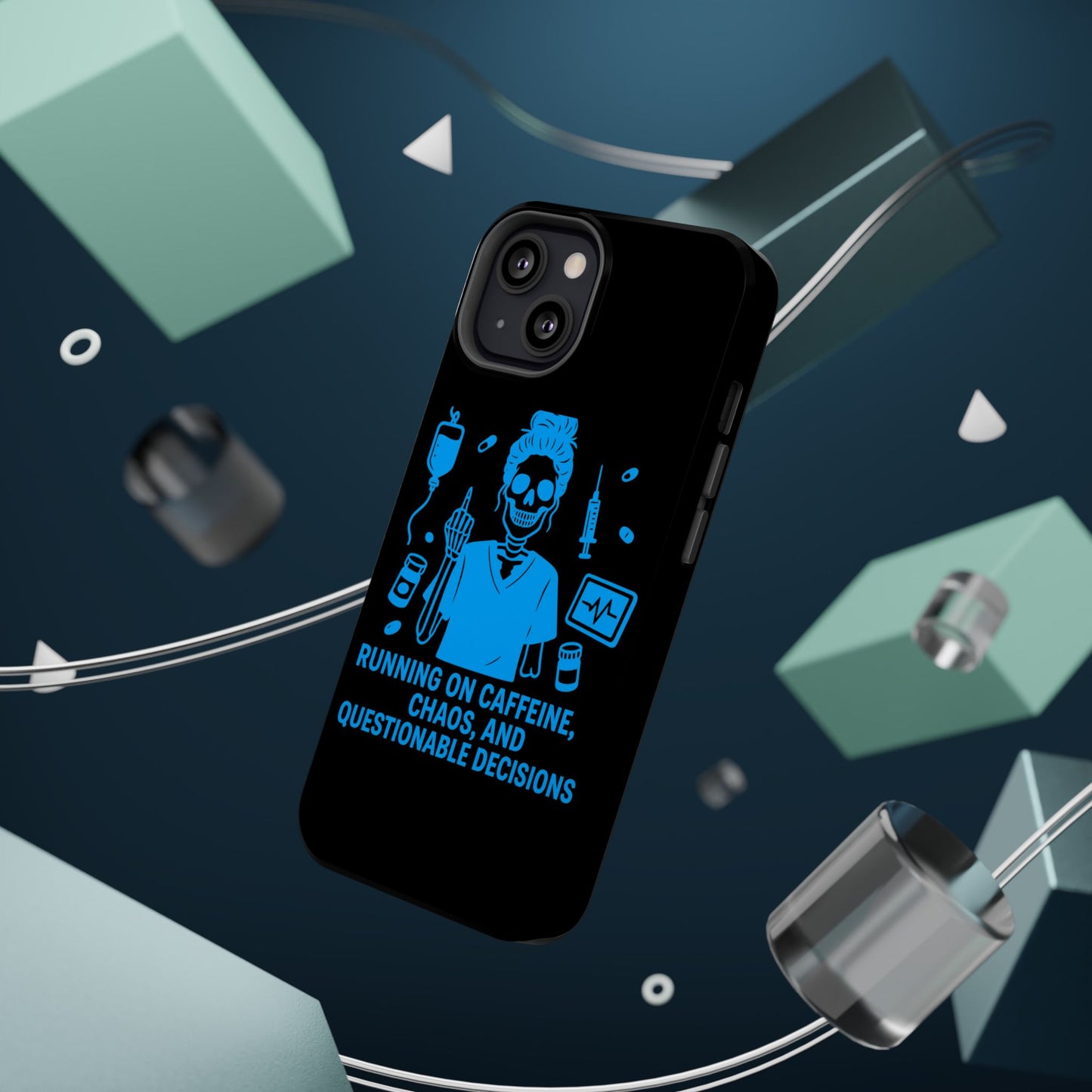 Running on Caffeine, Chaos, and Questionable Decisions” – Nurse Life Phone Case