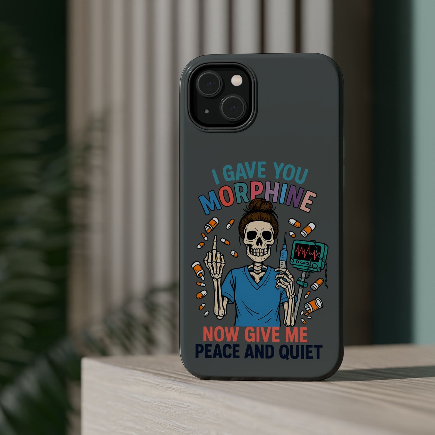 Gothic Phone Case, Unique Skeleton Design, Funny Gift for Nurses, Halloween Accessory, Hospital Humor