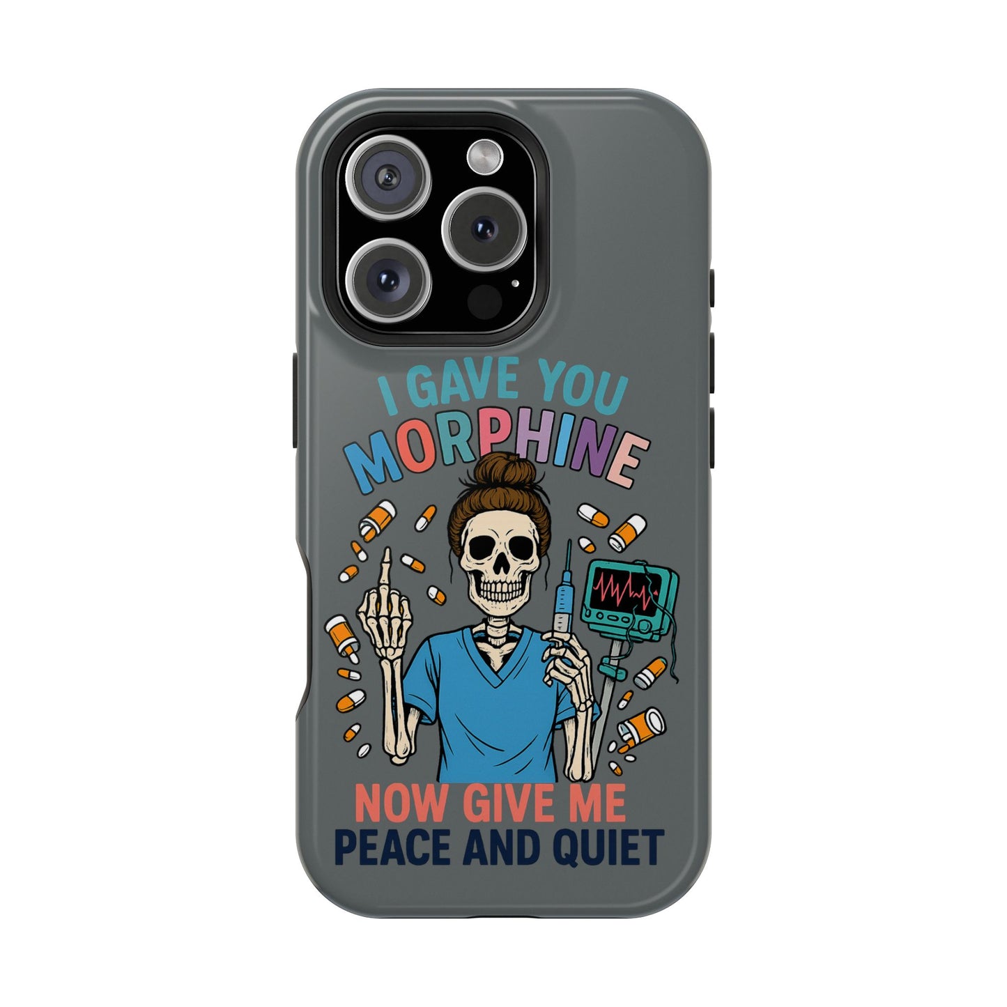 Gothic Phone Case, Unique Skeleton Design, Funny Gift for Nurses, Halloween Accessory, Hospital Humor