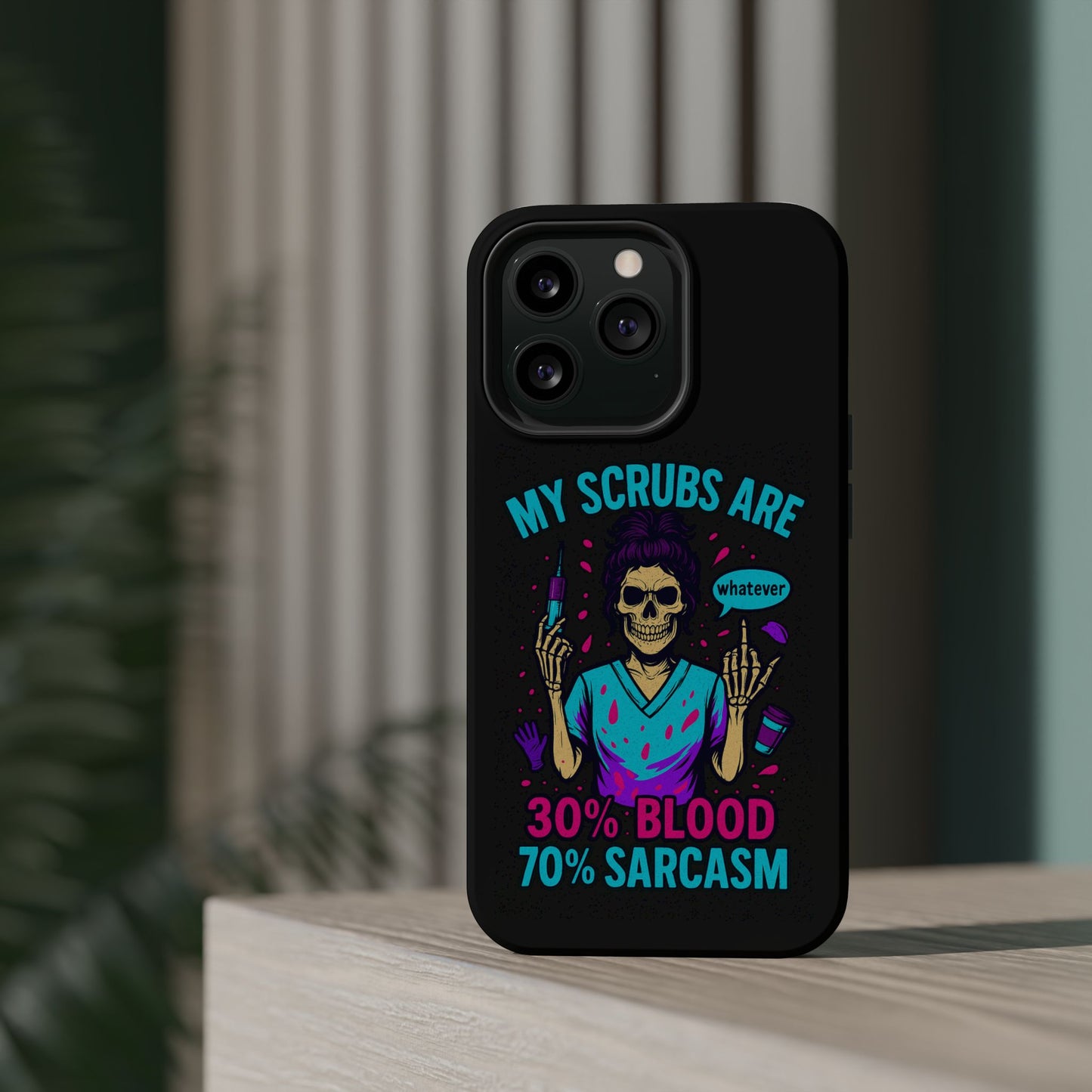 Sassy Nurse Phone Case, 30% Blood 70% Sarcasm Design, Healthcare Gift, Funny Medical Accessory, Tough Magnetic Cover