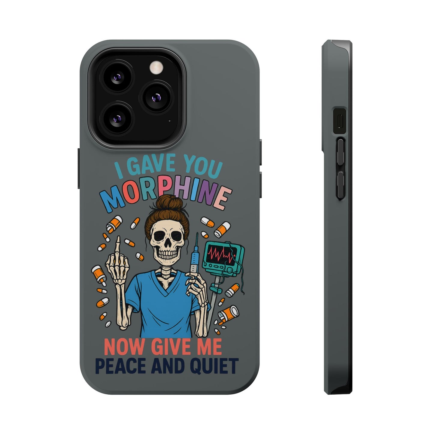 Gothic Phone Case, Unique Skeleton Design, Funny Gift for Nurses, Halloween Accessory, Hospital Humor