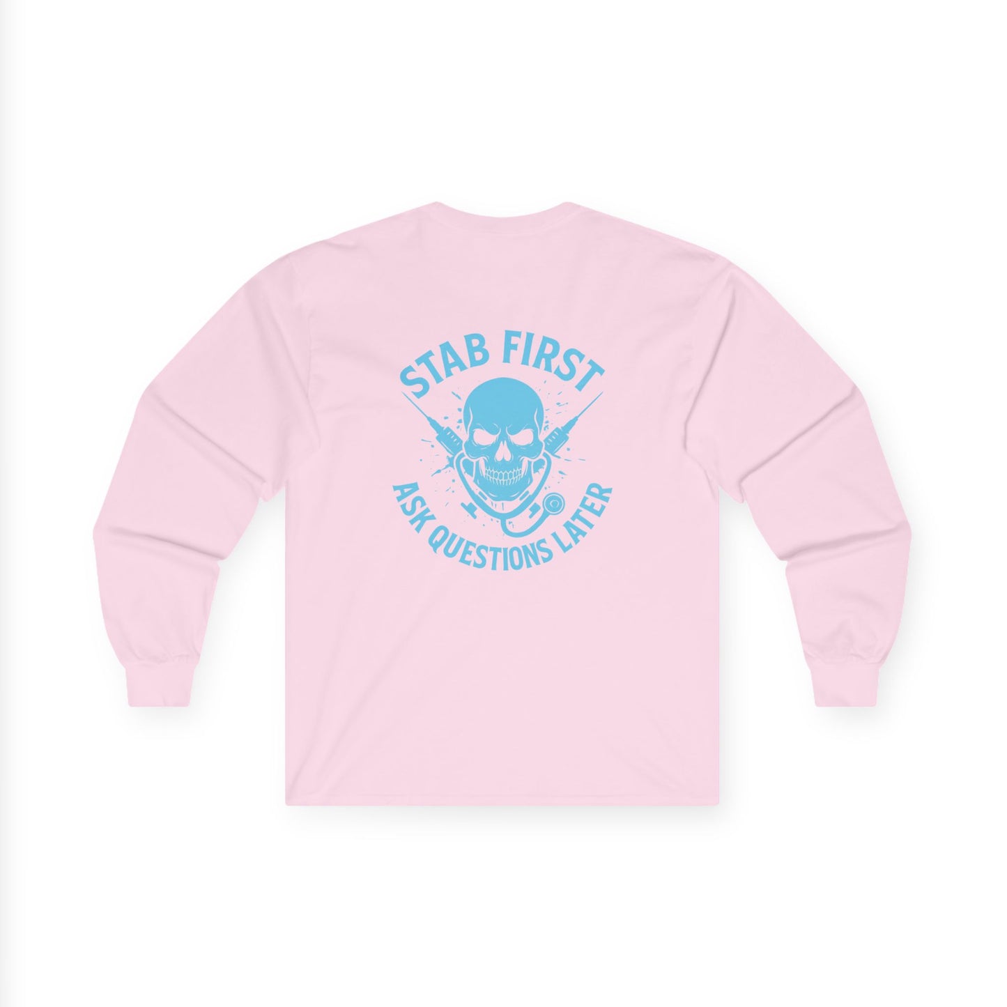 Edgy Graphic Long Sleeve Tee - Unisex Cotton Shirt, Casual Wear, Gift for Gamers, Halloween Outfit, Unique Statement Apparel