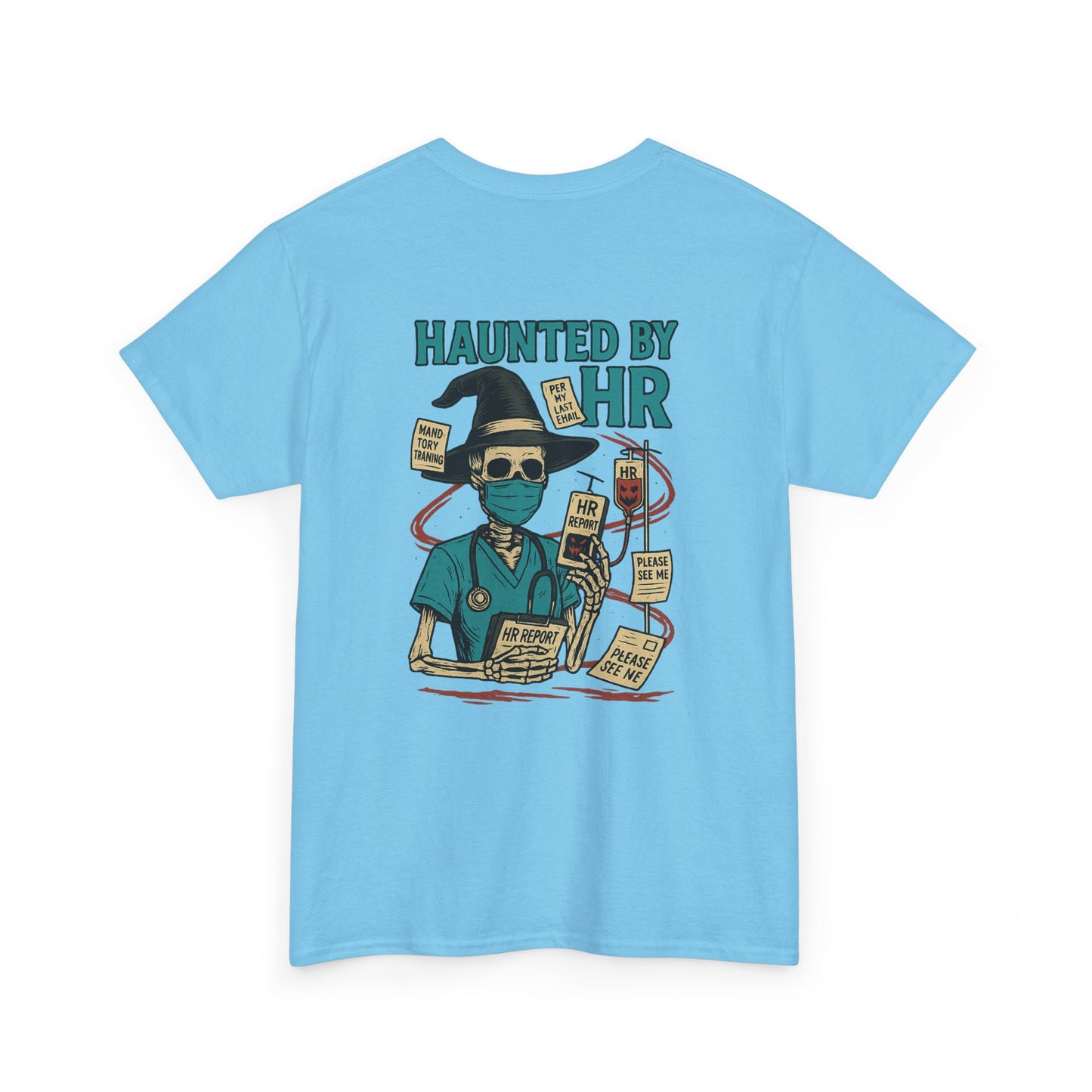 Haunted by HR Graphic Tee, Unisex Heavy Cotton Shirt, Halloween T-Shirt, Fun Office Humor, Spooky Gifts, Casual Wear