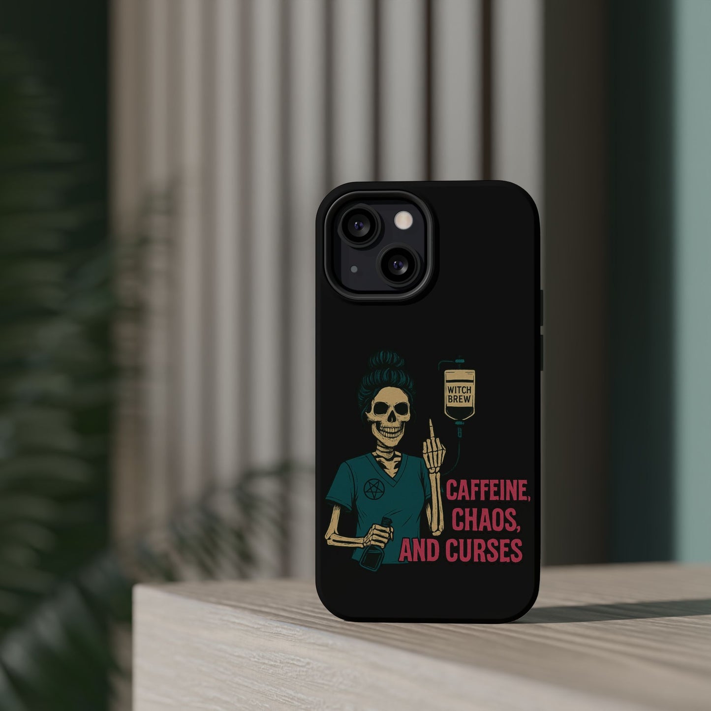Caffeine Chaos Magnetic Phone Case, Halloween Gift, Witchy Accessories, Phone Cover, Spooky Style