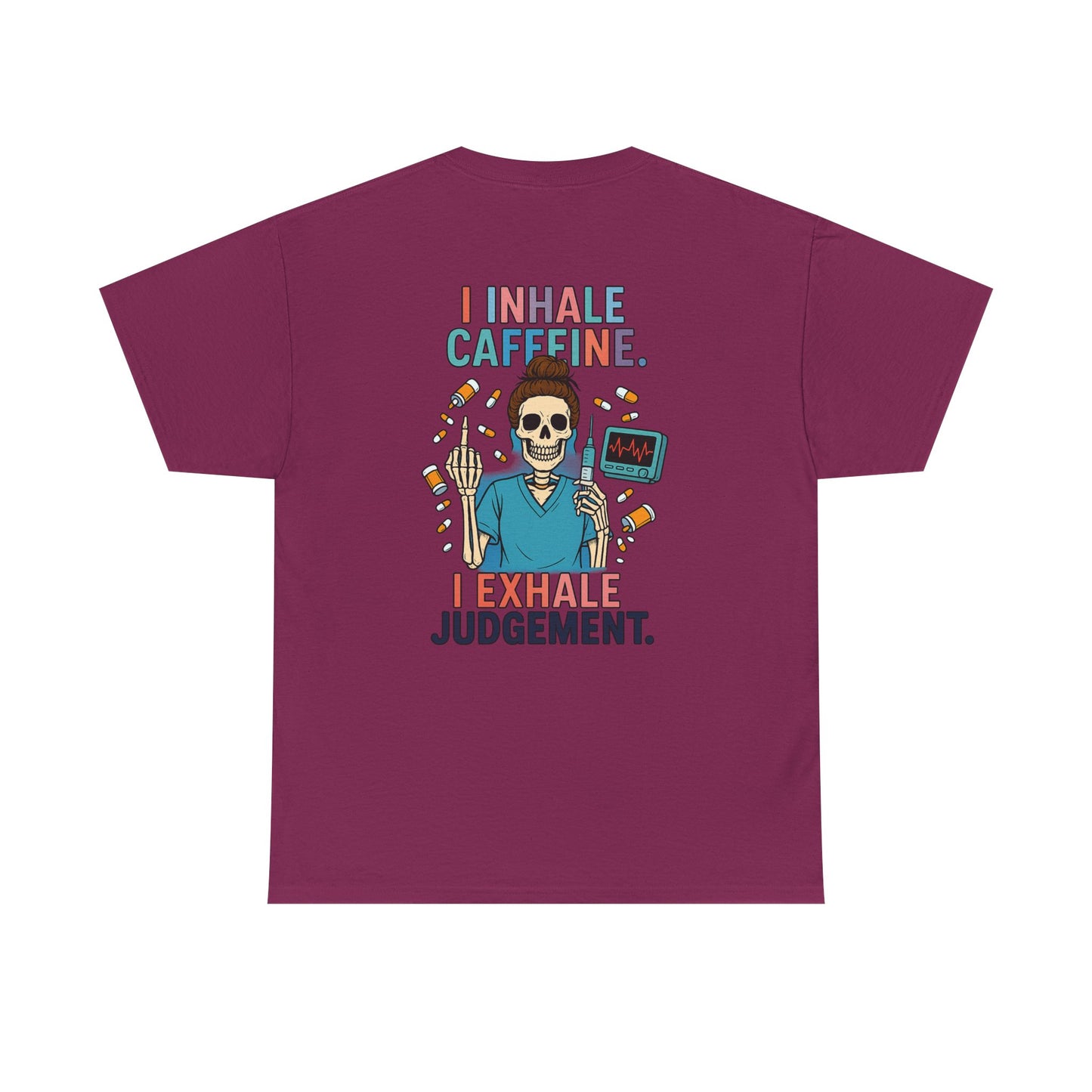 Funny Skeleton Caffeine Tee, Unisex Graphic T-Shirt, Quirky Gift for Coffee Lovers, Halloween Apparel, Casual Humor Shirt