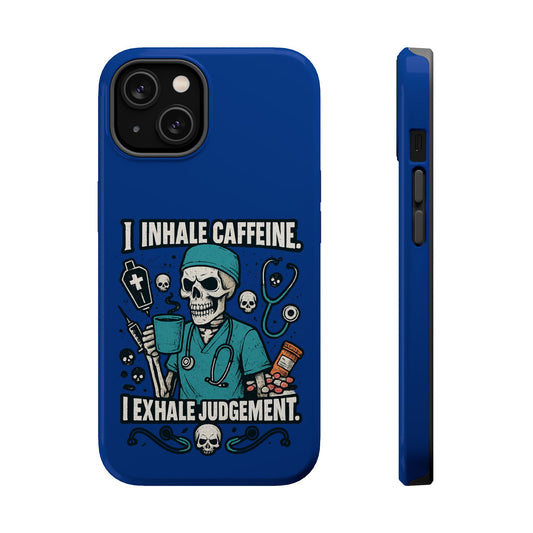 Funny Nurse Phone Case, Medical Humor, Gift for Healthcare Workers, Caffeine Lover Accessory, Skeleton Design