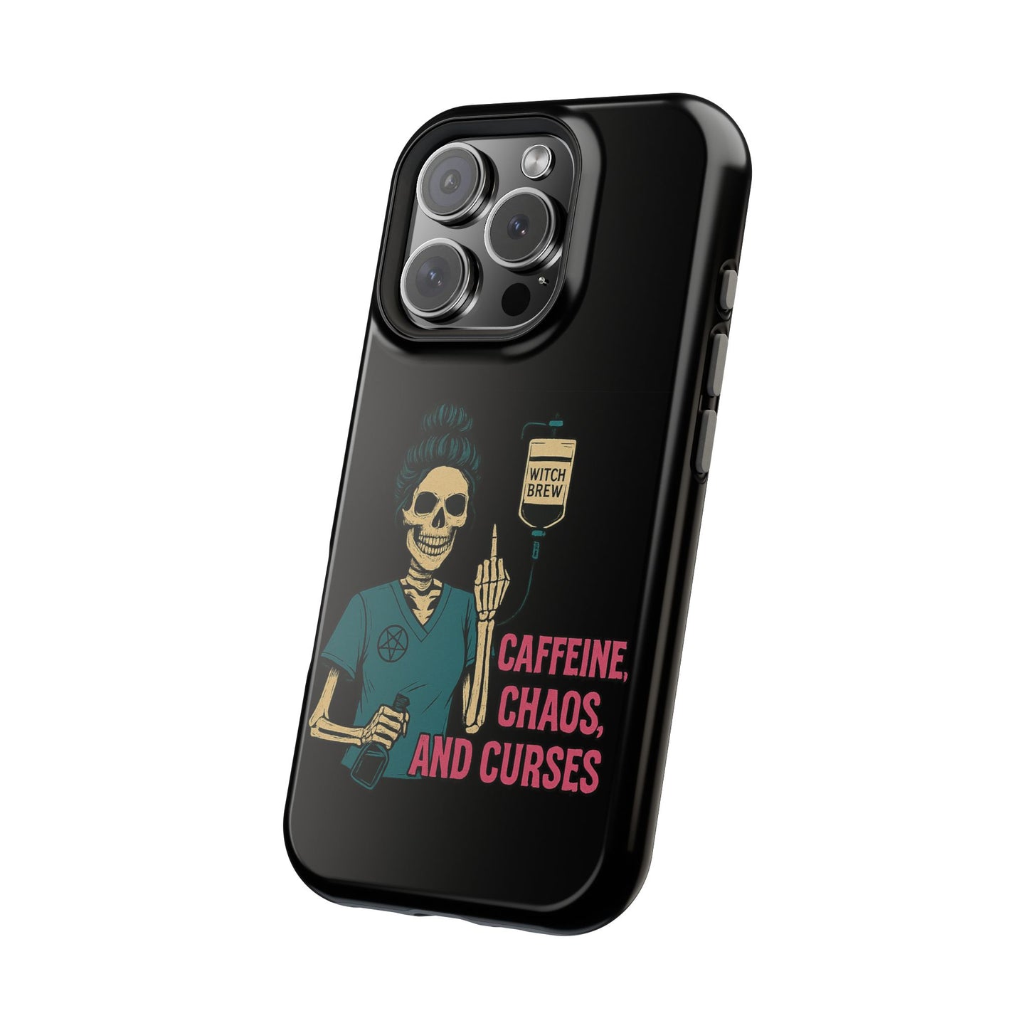 Caffeine Chaos Magnetic Phone Case, Halloween Gift, Witchy Accessories, Phone Cover, Spooky Style