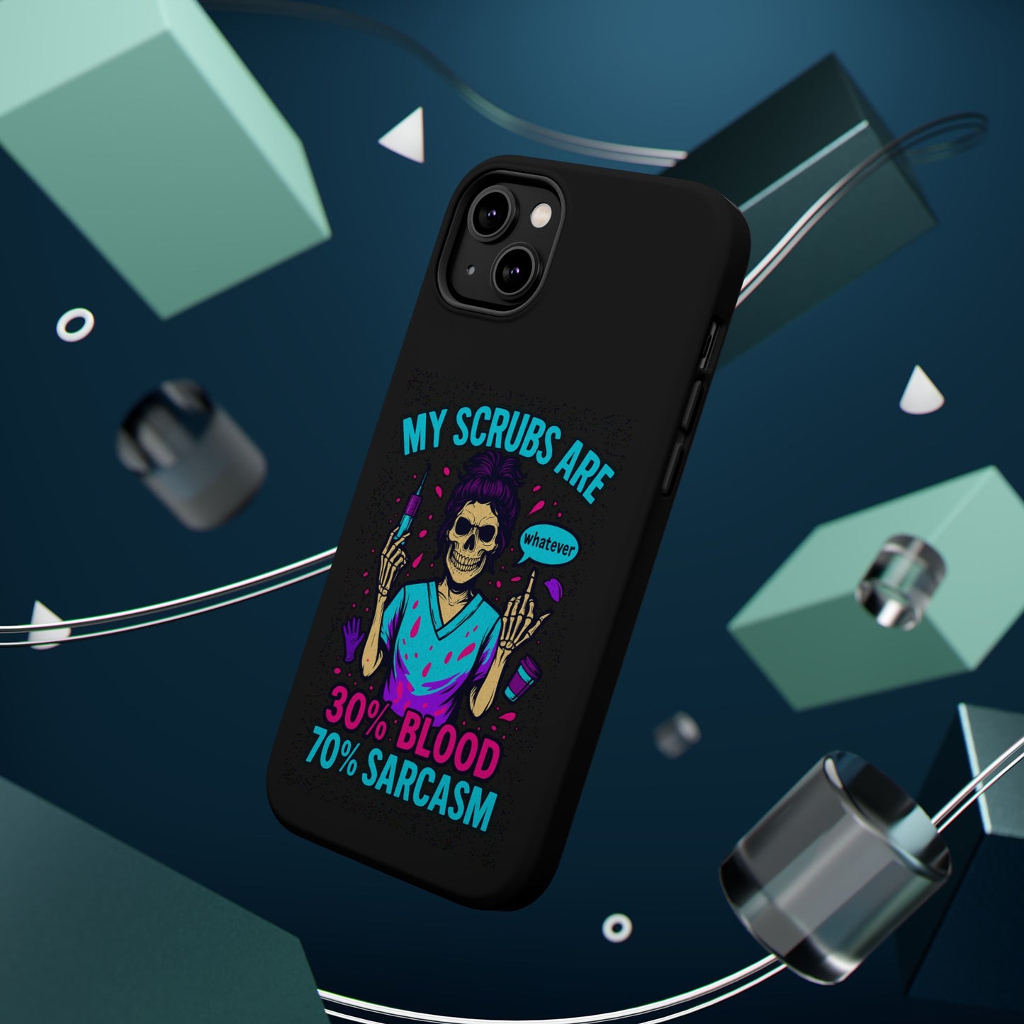 Sassy Nurse Phone Case, 30% Blood 70% Sarcasm Design, Healthcare Gift, Funny Medical Accessory, Tough Magnetic Cover