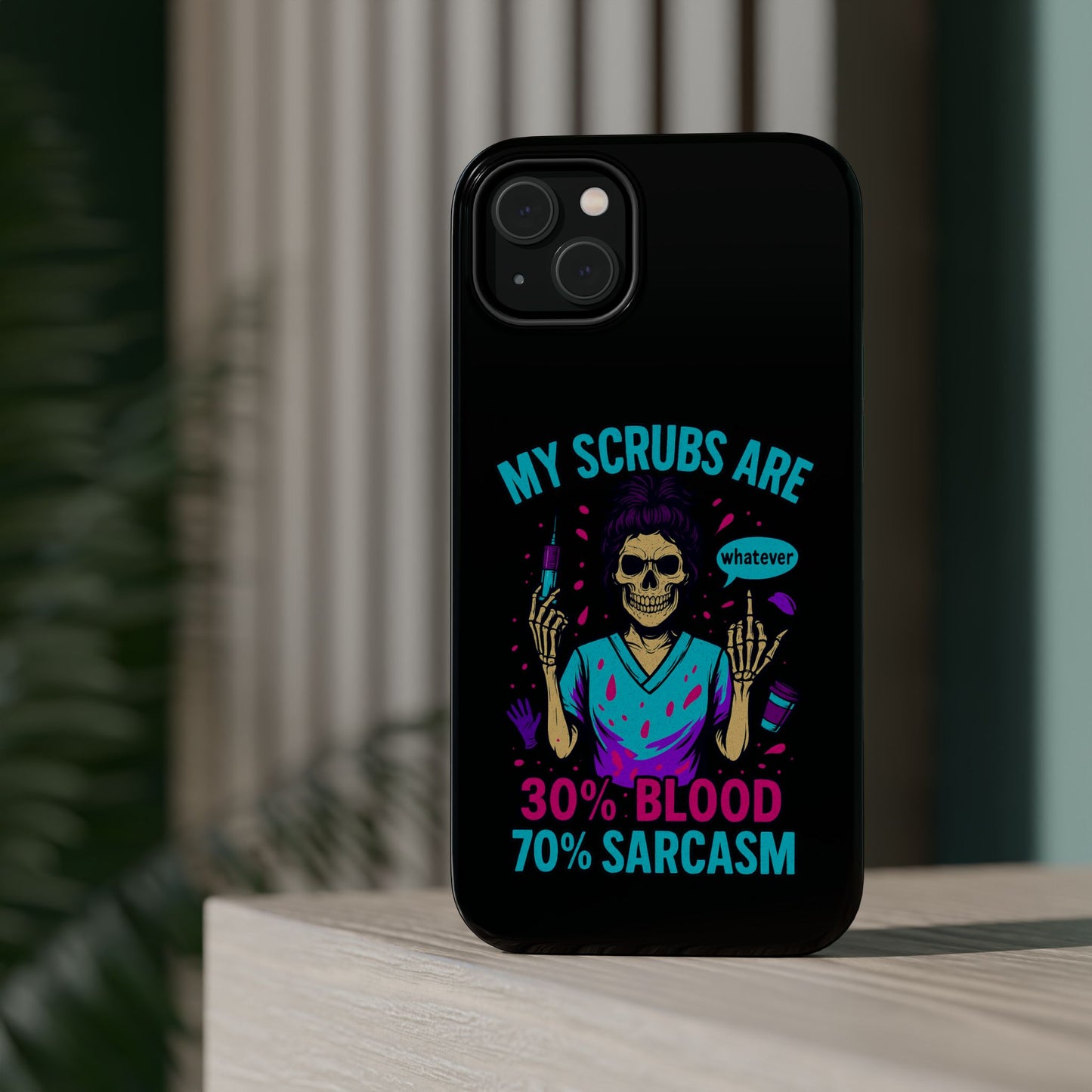 Sassy Nurse Phone Case, 30% Blood 70% Sarcasm Design, Healthcare Gift, Funny Medical Accessory, Tough Magnetic Cover