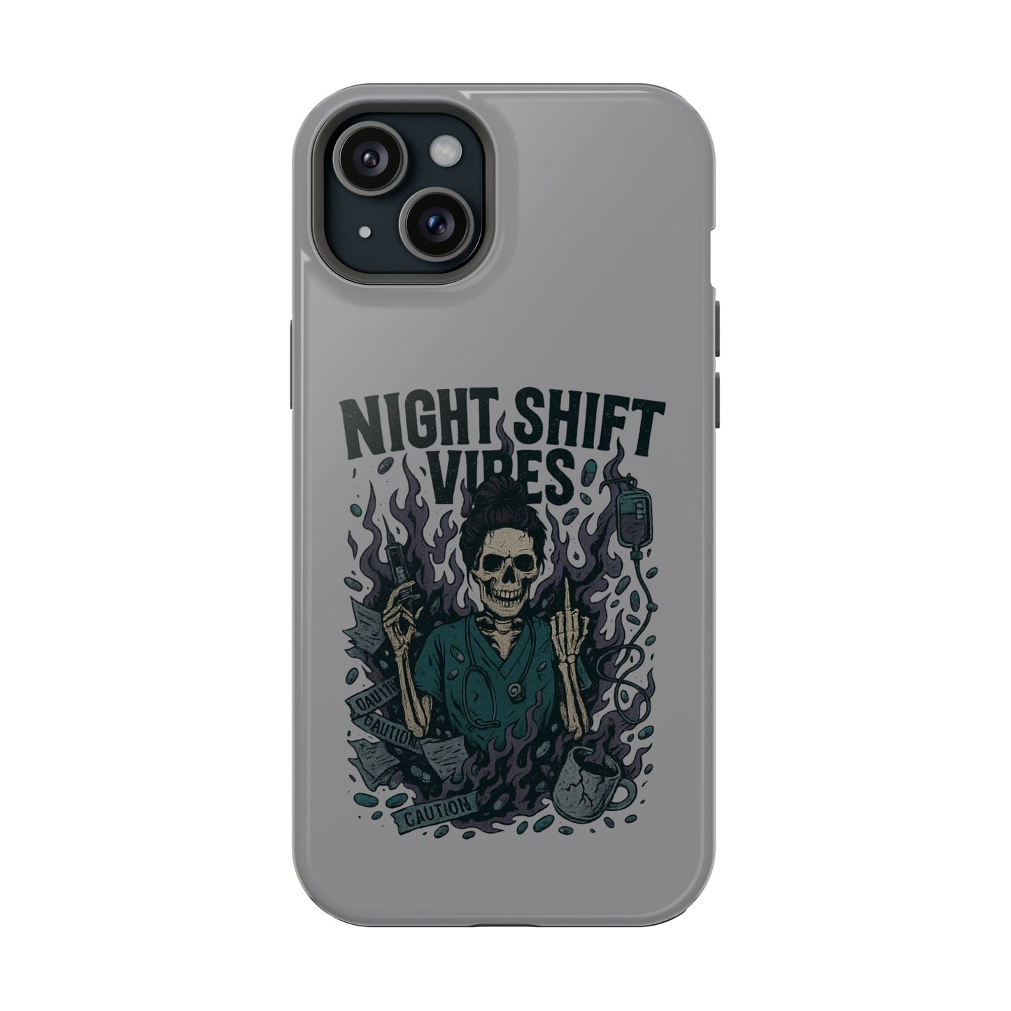 “Night Shift Vibes” – Bright & Chaotic Nurse Phone Case