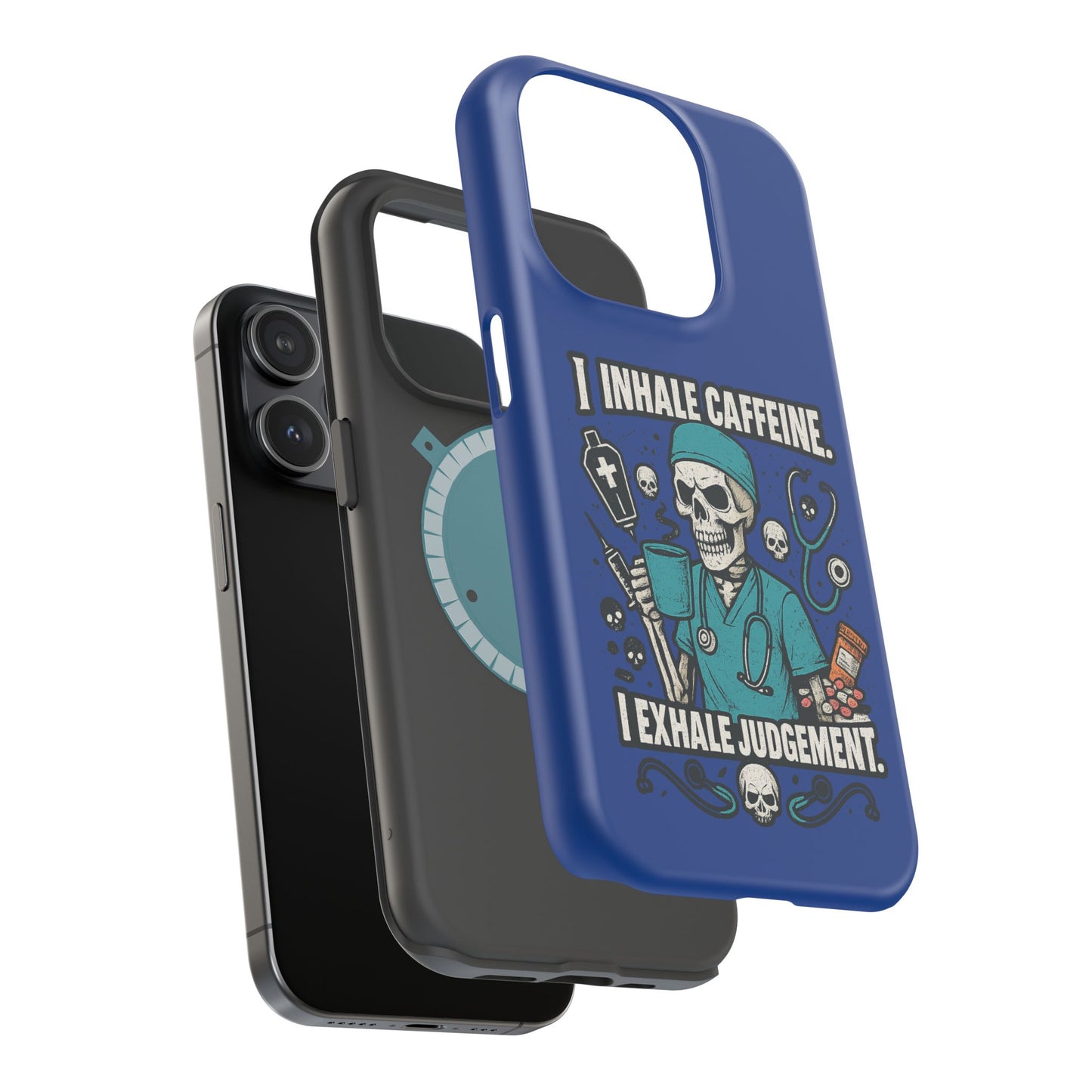 Funny Nurse Phone Case, Medical Humor, Gift for Healthcare Workers, Caffeine Lover Accessory, Skeleton Design