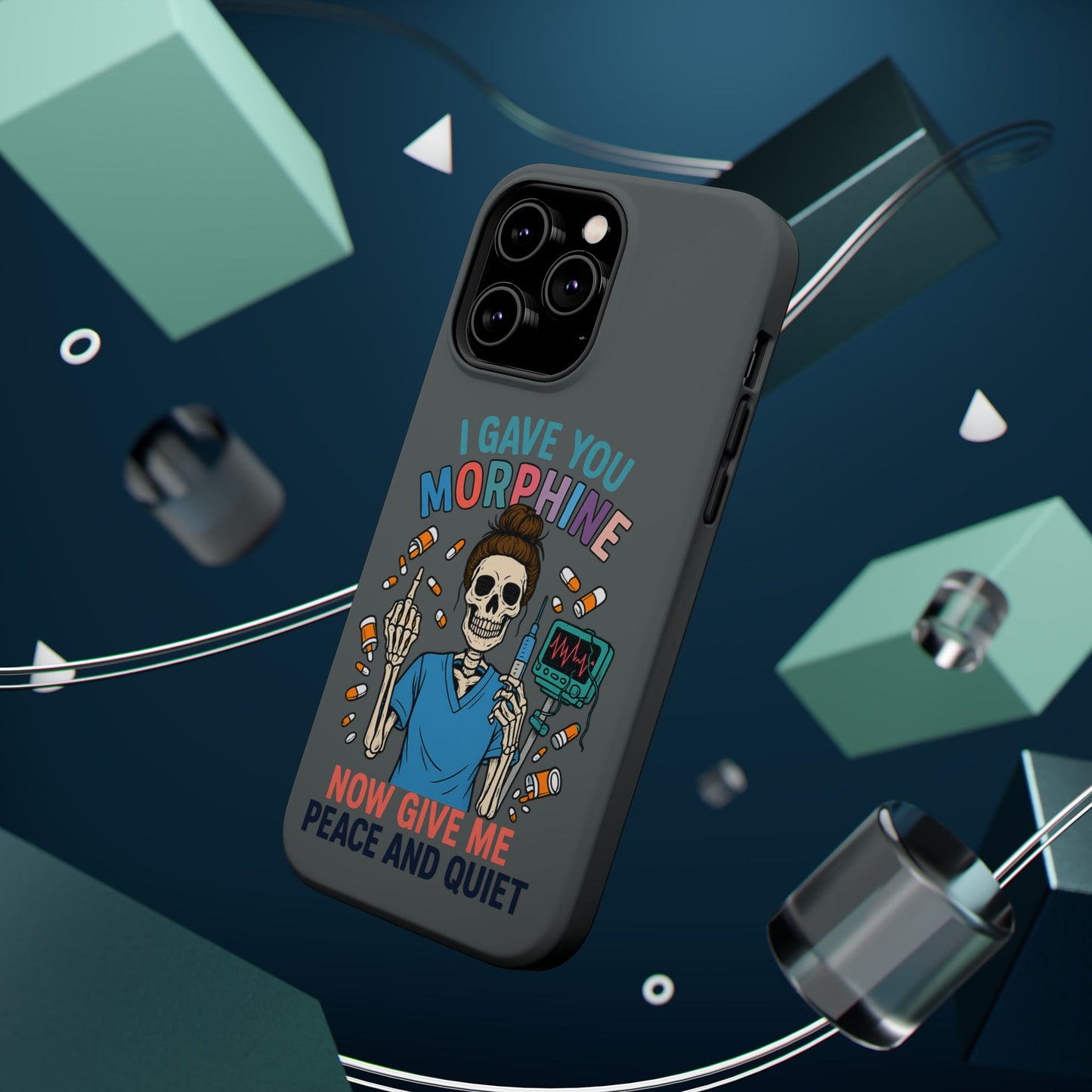 Gothic Phone Case, Unique Skeleton Design, Funny Gift for Nurses, Halloween Accessory, Hospital Humor
