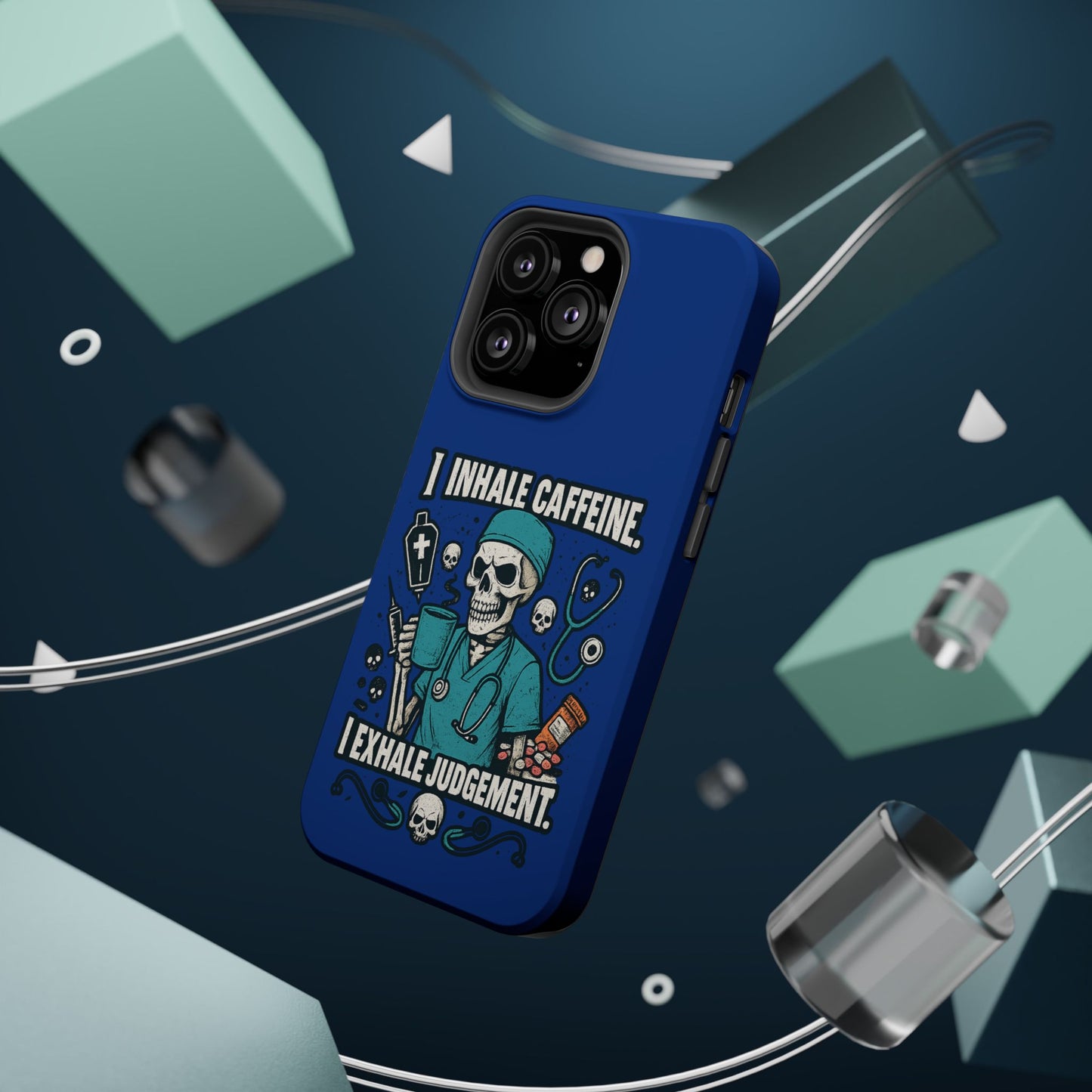 Funny Nurse Phone Case, Medical Humor, Gift for Healthcare Workers, Caffeine Lover Accessory, Skeleton Design