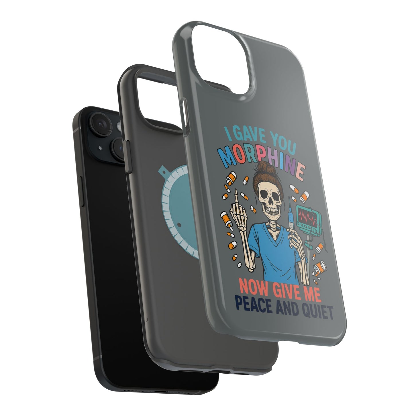 Gothic Phone Case, Unique Skeleton Design, Funny Gift for Nurses, Halloween Accessory, Hospital Humor