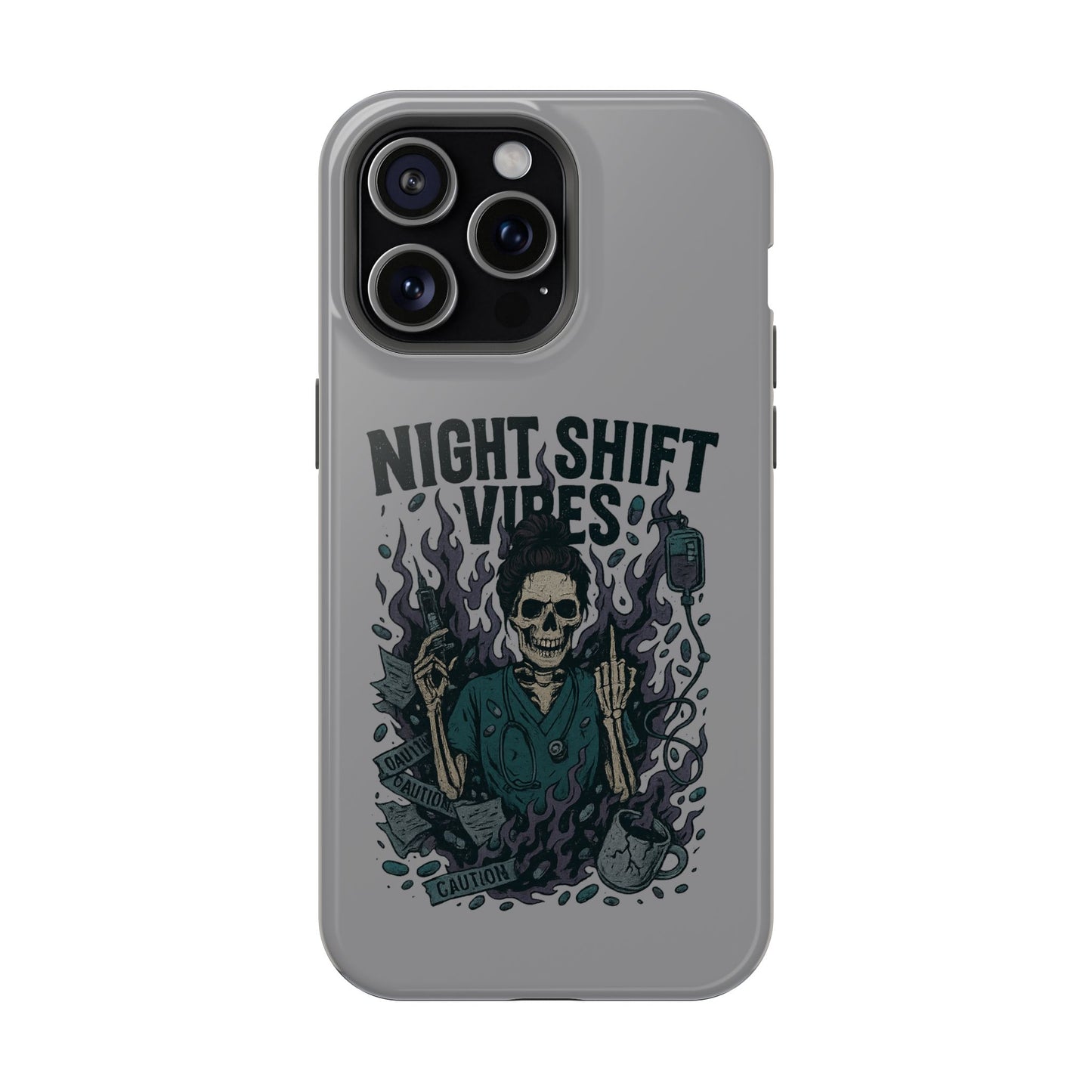 “Night Shift Vibes” – Bright & Chaotic Nurse Phone Case