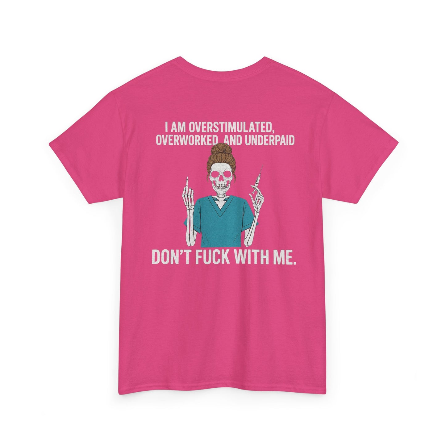 Unisex Heavy Cotton Tee - Overstimulated & Underpaid Graphic Tee, Casual Wear, Funny Shirt, Gift for Friends, Work Humor